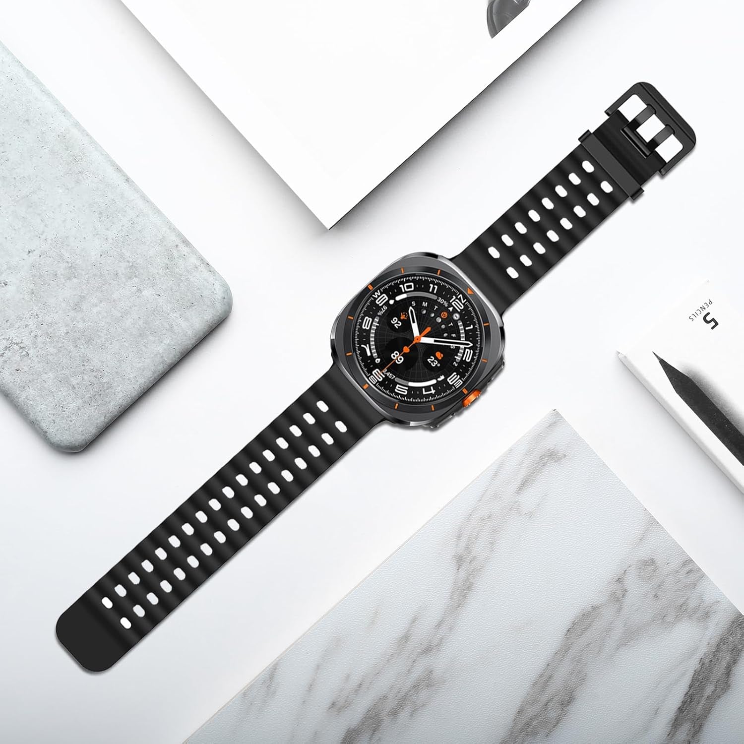 Sport Silicone Bands Compatible for Samsung Galaxy Watch Ultra 47Mm (2024), Breathable Wristband Waterproof Replacement Soft Silicone Strap for Women Men