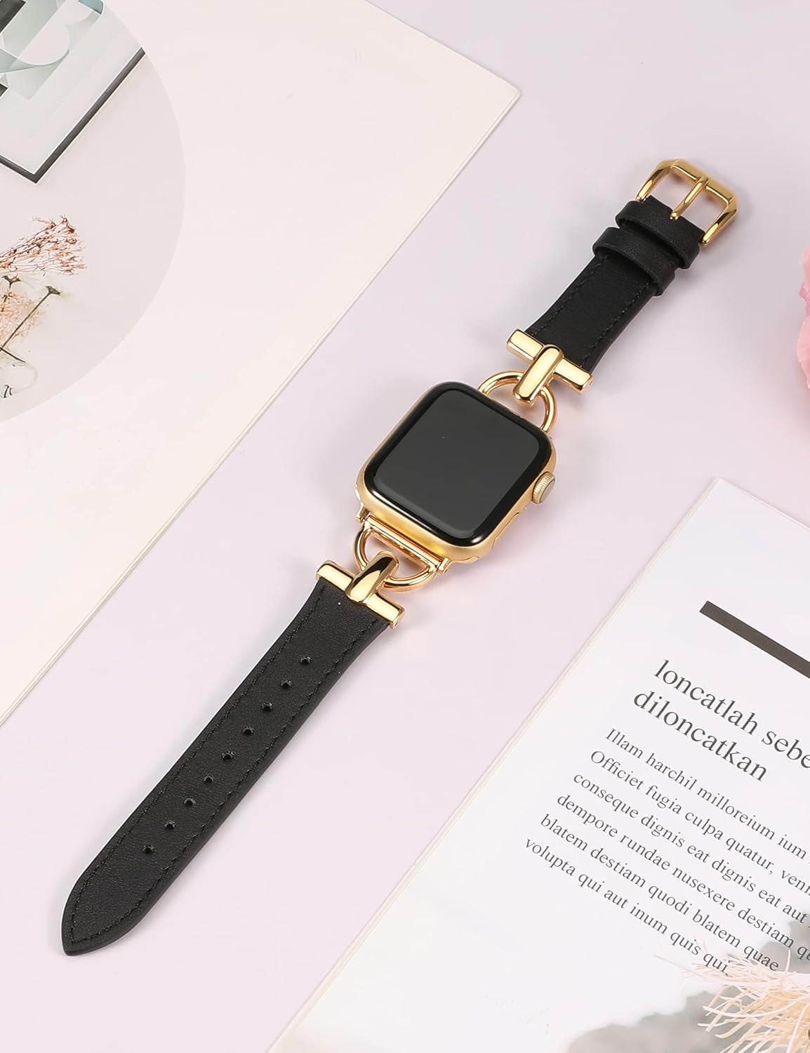 2 Packs Leather Band Compatible with Apple Watch Band Women 38/40/41/42/44/45/46/49Mm, Dressy Fancy Leather Strap for Iwatch Bands Series 10 9 8 7 6 5 4 3 2 1 SE Ultra