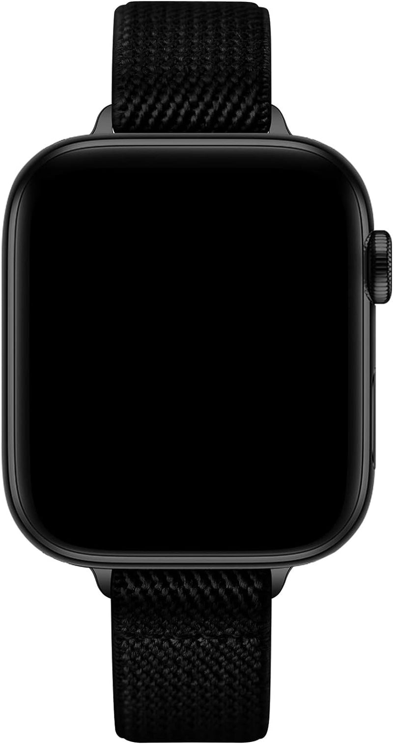 Slim Stretchy Bands Compatible with Apple Watch Band 41Mm 40Mm 38Mm, Women Elastics Nylon Thin Band Strap for Iwatch SE2 SE Series 9 8 7 6 5 4 3 2 1 (Black/Black, 41Mm 40Mm 38Mm)