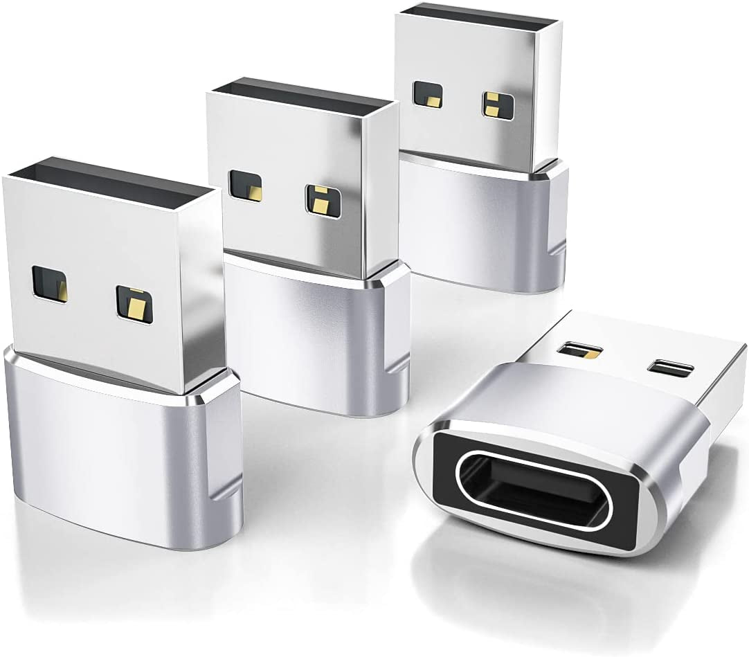 USB to USB C Adapter 4 Pack,Usbc Female to a Male Car Charger,Type C Converter for Iphone 16 16E Pro Max,15 14 13 12 Plus,Apple Watch Iwatch 10 9 8,Airpods,Ipad Air Mini 6 7,Samsung Galaxy S25