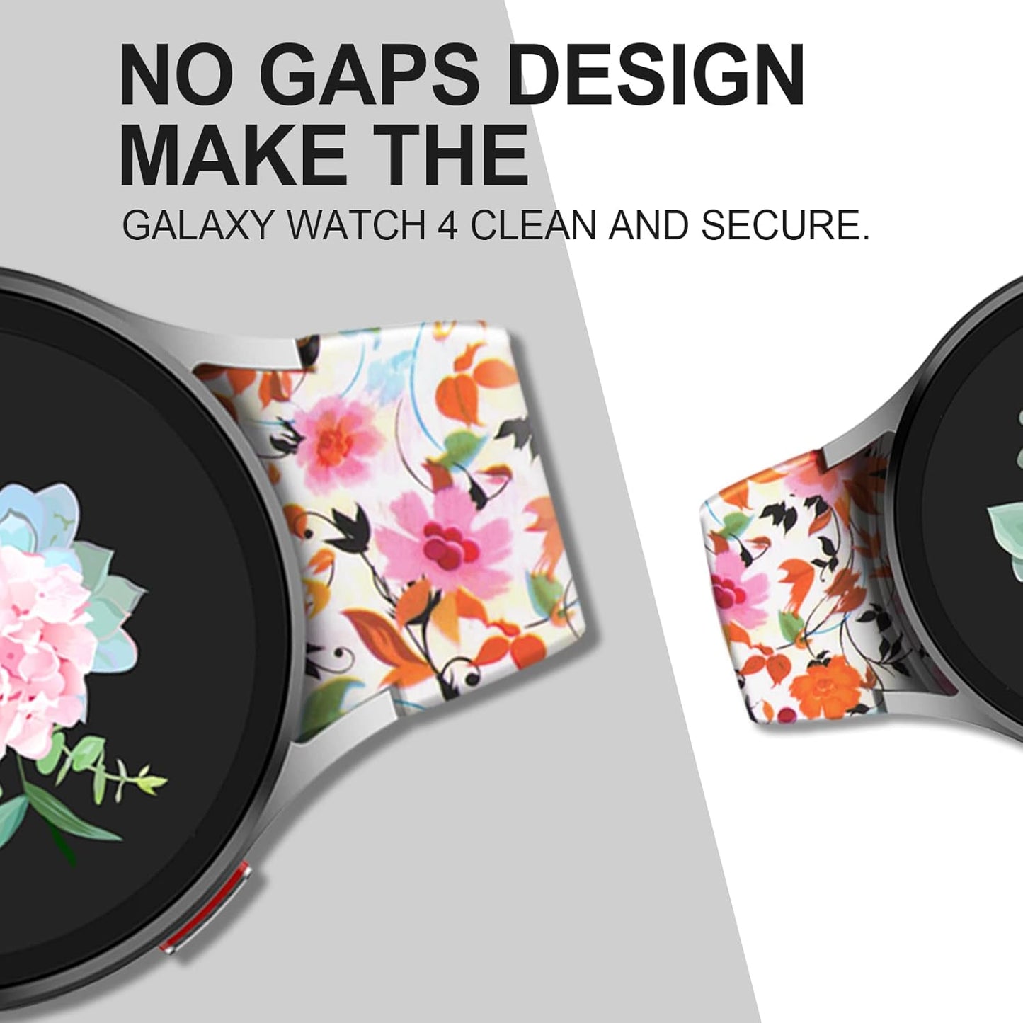 Galaxy Watch 6 Band,Compatible for Samsung Galaxy Watch 6 Galaxy Watch 5 Galaxy Watch 4 Bands 40Mm 42Mm 43Mm 44Mm 45Mm 46Mm 47Mm,Classic Floral Pattern No Gap Silicone Replacement Strap for Men Women