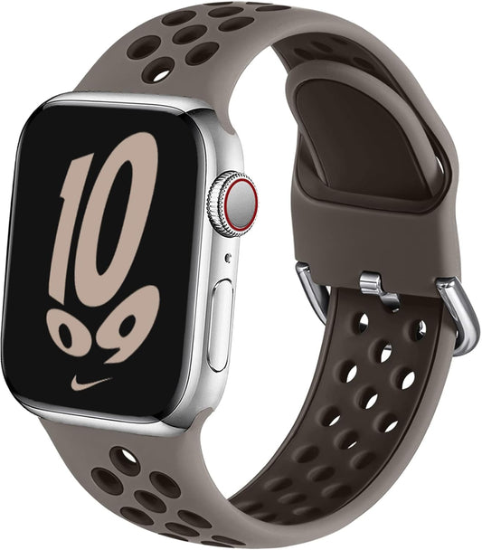 Sport Band Compatible with Apple Watch 38Mm 40Mm 41Mm 42Mm 44Mm 45Mm 46Mm 49Mm for Women Men, Breathable Soft Silicone Replacement Strap for Iwatch Ultra 2/ Ultra SE Series 10 9 8 7 6 5 4 3 2 1