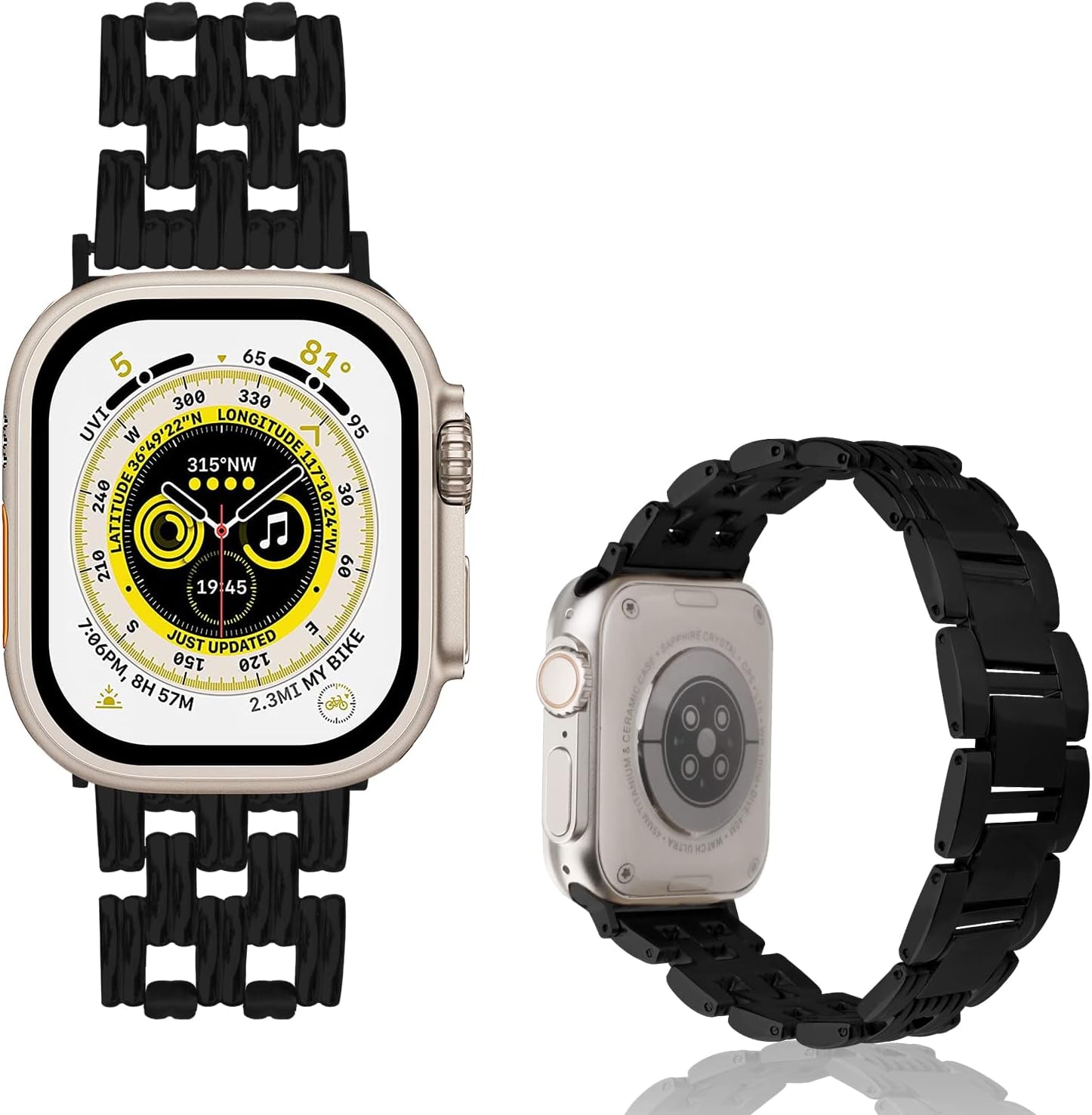 Stainless Steel Watch Band Compatible with Apple Watch Ultra 49/45/44/42Mm 41/40/38Mm, No Tools Needed Metal Strap Adjustable Band for Iwatch Series 8/7/6/5/4/3/2/1/Se/Ultra Women and Men
