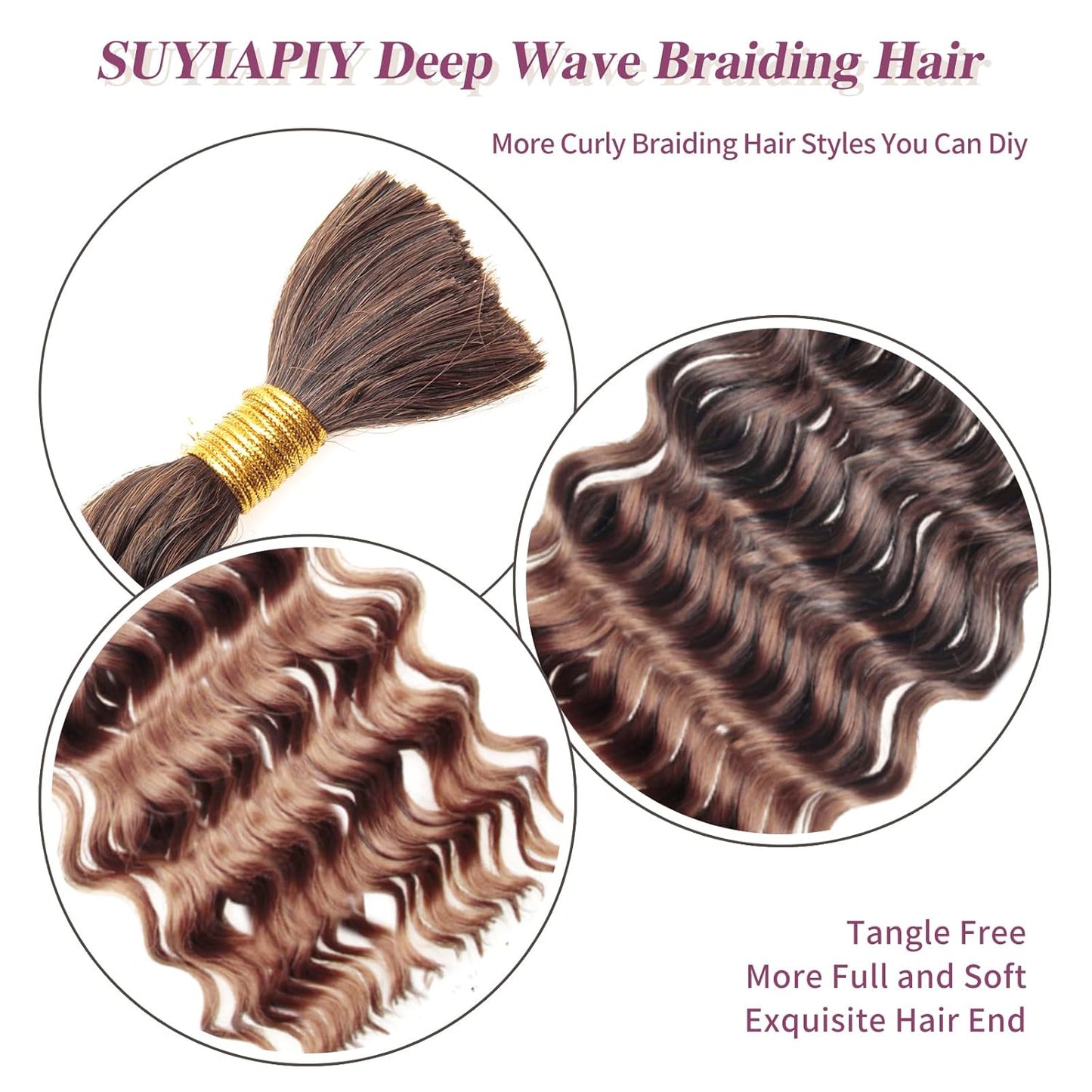 Braiding Hair Boho Hair for Braiding Deep Wave Bulk Hair for Braiding Wet and Wavy Braiding Hair Deep Water Wave Braiding Hair Curly Braiding Hair (1B/30#, 18 Inch)