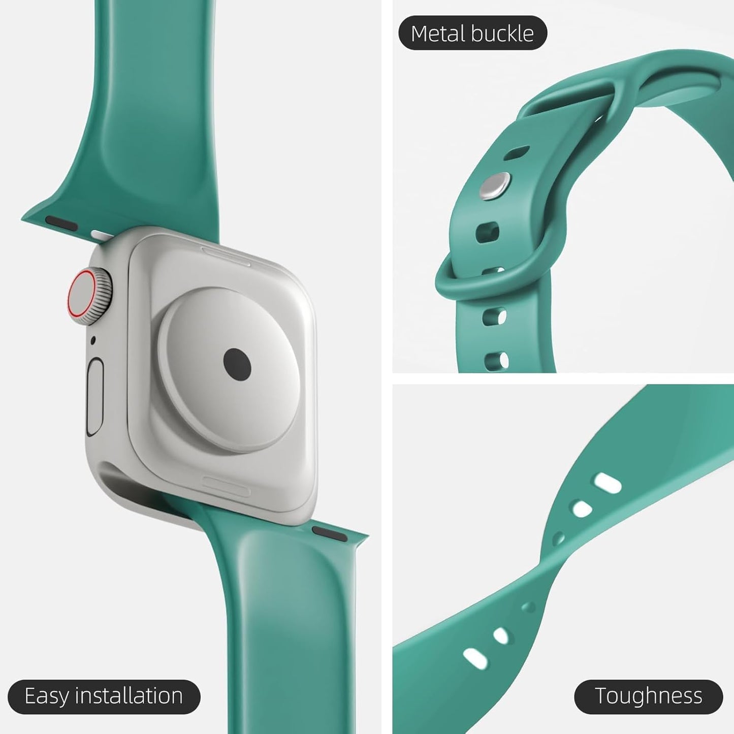 Sport Bands Compatible with Apple Watch Band 38Mm 40Mm 41Mm 42Mm 44Mm 45Mm 46Mm 49Mm,Soft Silicone Waterproof Strap Compatible with Iwatch Bands Series 9 Ultra 8 7 6 5 4 3 2 1 SE Universal