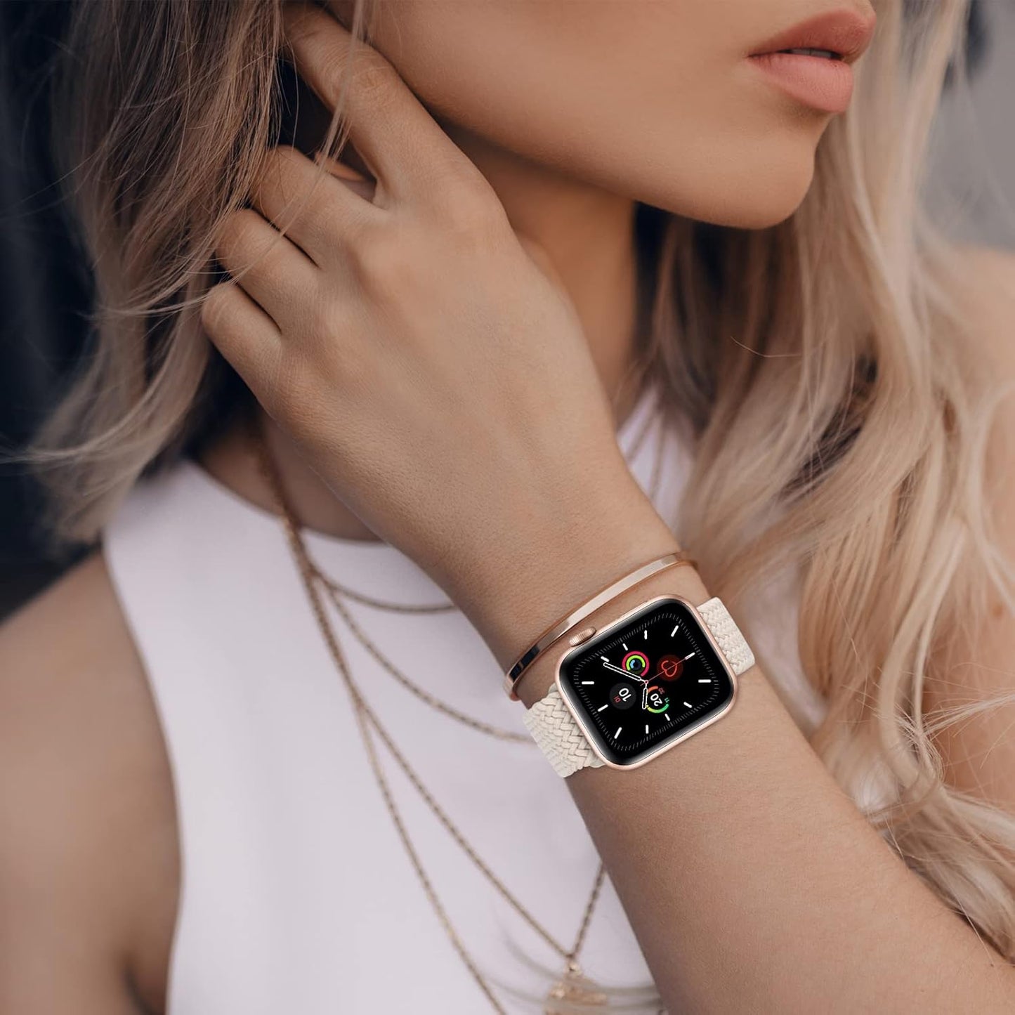 Stretchy Braided Solo Loop Compatible with Apple Watch Bands 38Mm 40Mm 41Mm 42Mm 44Mm 45Mm for Women Men Adjustable Straps Elastic Sport Wristbands for Iwatch Series 8 7 6 SE 5 4 3 2 1 Ultra
