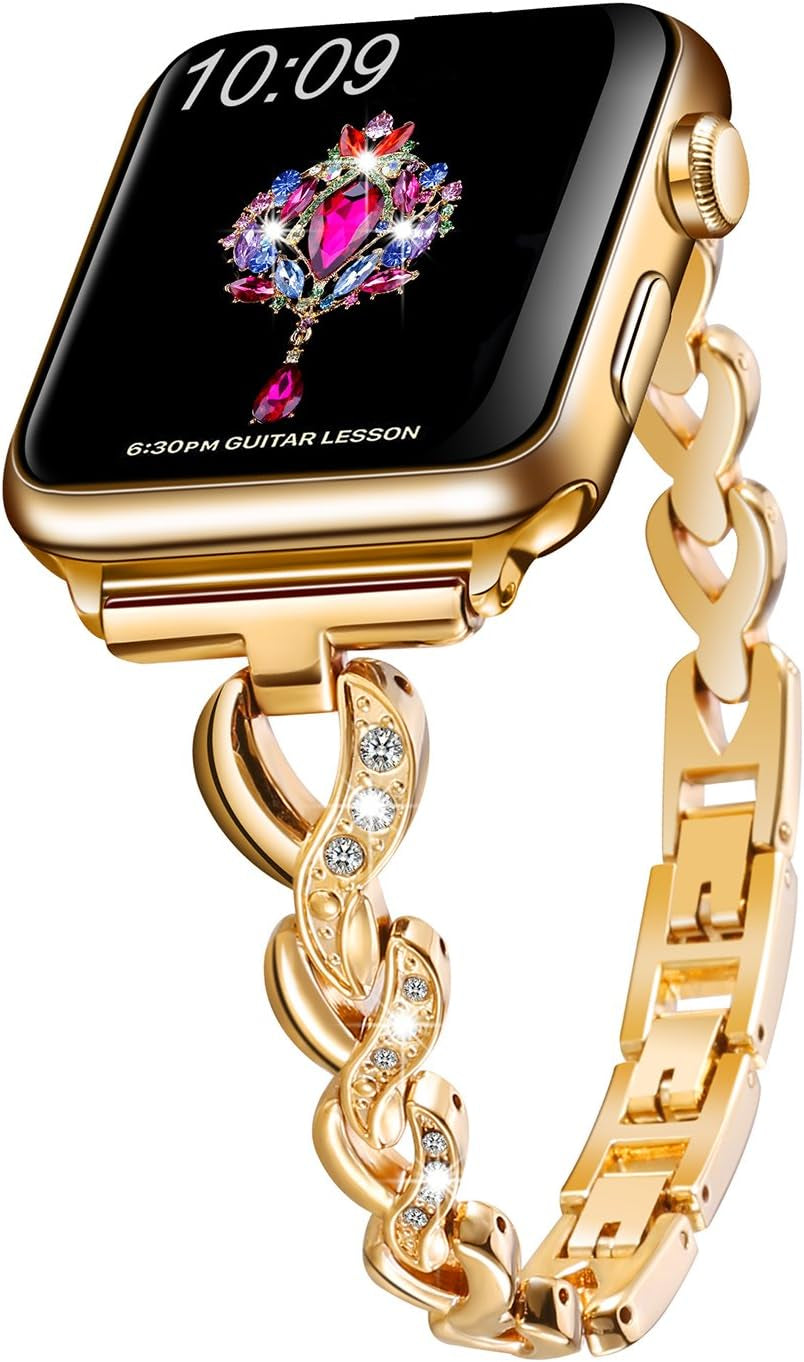 Bling Band Compatible with Apple Watch Band 49Mm 46Mm 45Mm 44Mm 42Mm Women Dressy Jewelry Bracelet for Iwatch Ultra Series 10/9/8/7/SE/6/5/4/3/2/1