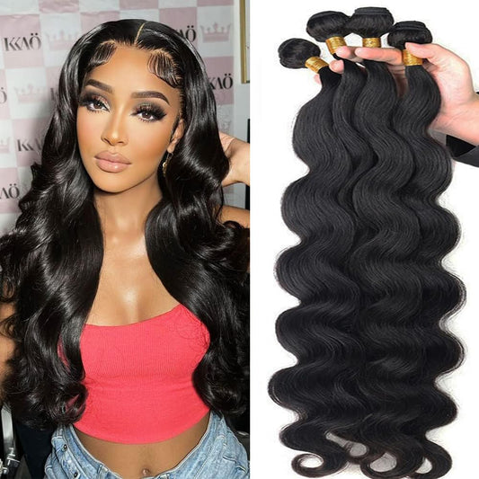 12A Human Hair Bundles Brazilian Body Wave Hair Bundles 18 20 22 24 Inch 100% Unprocessed Virgin Weave 4 Bundles Human Hair Body Wave Deals Natural Black