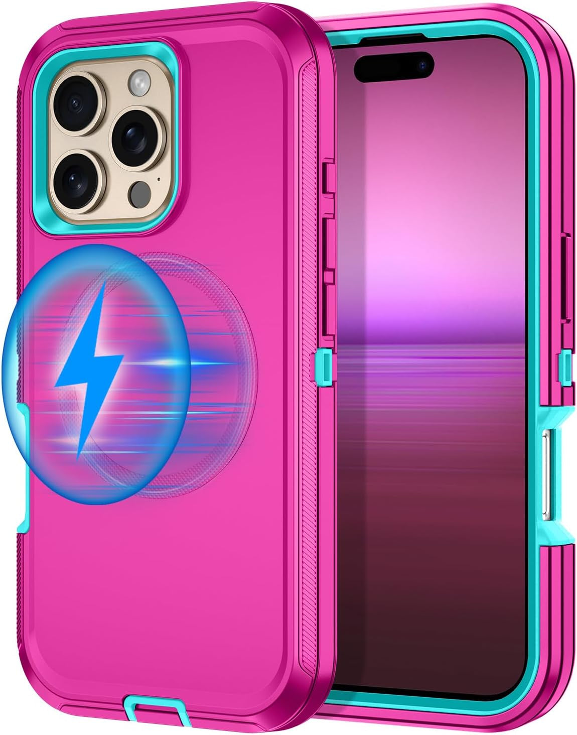 For Iphone 16E Case [Compatible with Magsafe] Shockproof 3-Layer Full Body Protection [Without Screen Protector] Rugged Heavy Duty Cover Case for Apple Iphone 16E 6.1",Turquoise