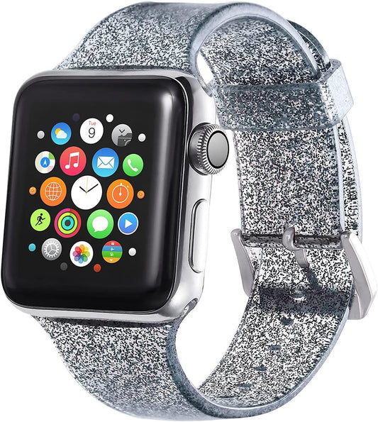Compatible with Apple Watch Band, Women Transparent Clear Soft Cute Silicone Sports Iwatch Band Strap for Apple Watch Series 8/7/6/5/4/3/2/1/SE