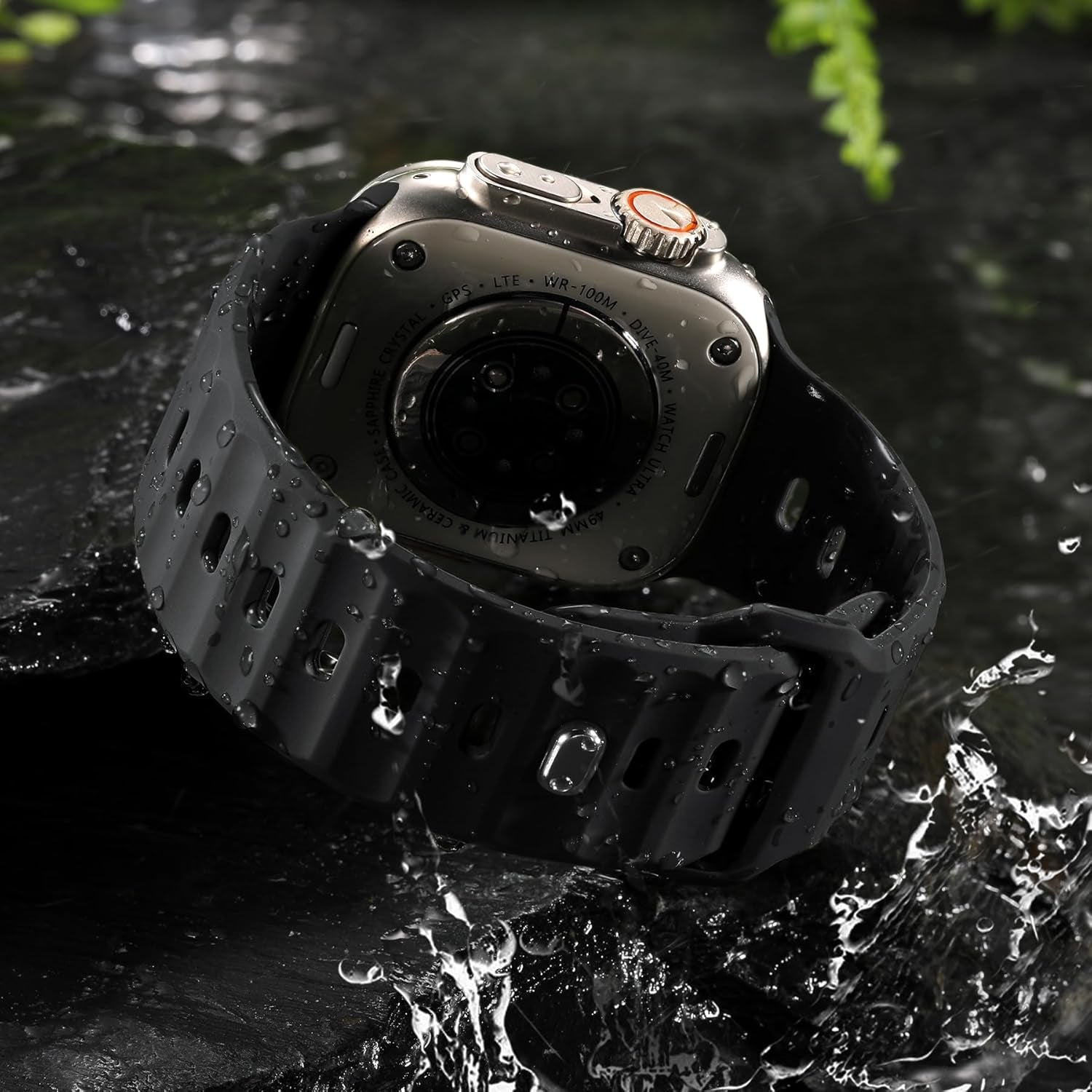 Sport Bands Compatible with Apple Watch Ultra 2/Ultra Band, Compatible with Apple Watch Bands for Men 49Mm 45Mm 44Mm 42Mm, Soft Silicone Waterproof Strap for Iwatch Series 9 8 7 6 5 4 SE 3 2 1