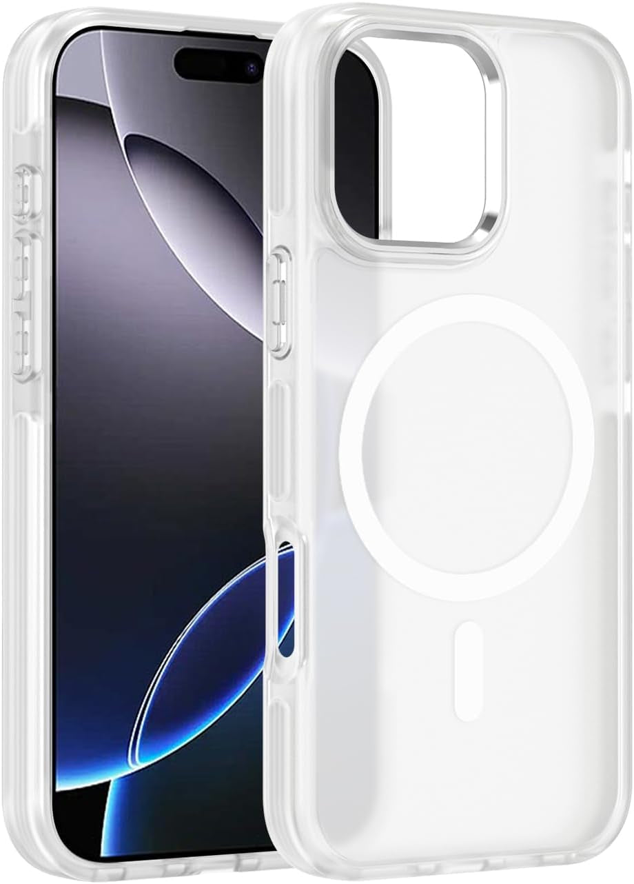 2025 New Magnetic for Iphone 16E Case,Compatible with Magsafe,Military Grade Drop Tested, Shockproof Matte Translucent Hard Back Slim Protective Case.Black Magnetic Circle.