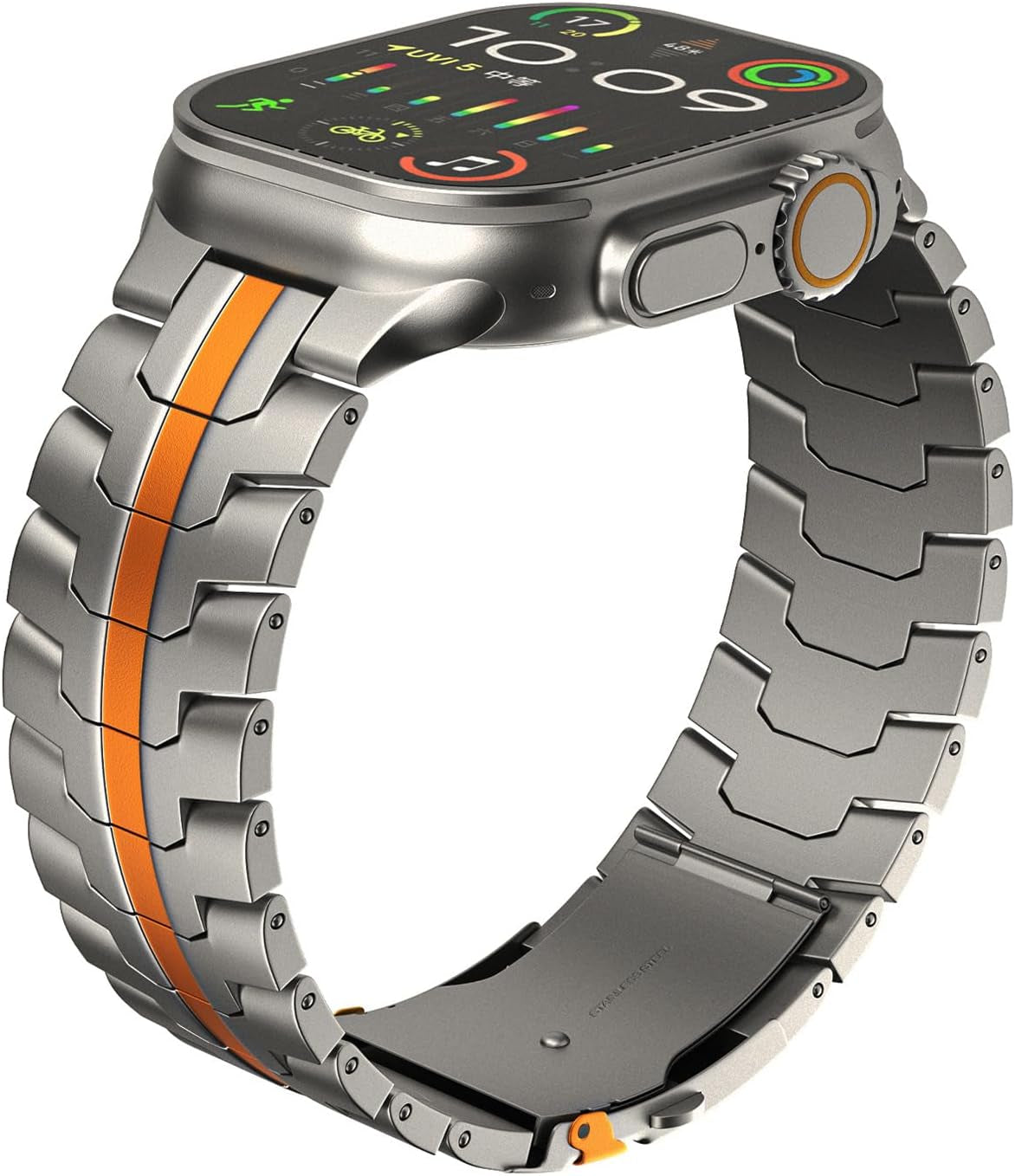 Titanium Band Compatible with Apple Watch Ultra & Ultra 2 (49Mm, 45Mm, 44Mm, 42Mm) - Adjustable Lightweight Titanium Metal Replacement Strap with Folding Clasp for Men and Women