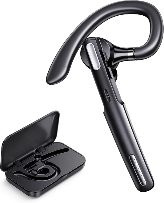 Bluetooth Headset, Wireless Bluetooth Earpiece V5.0 Hands-Free Earphones with Built-In Mic for Driving/Business/Office, Compatible with Iphone and Android (Black) TRUCK DRIVER