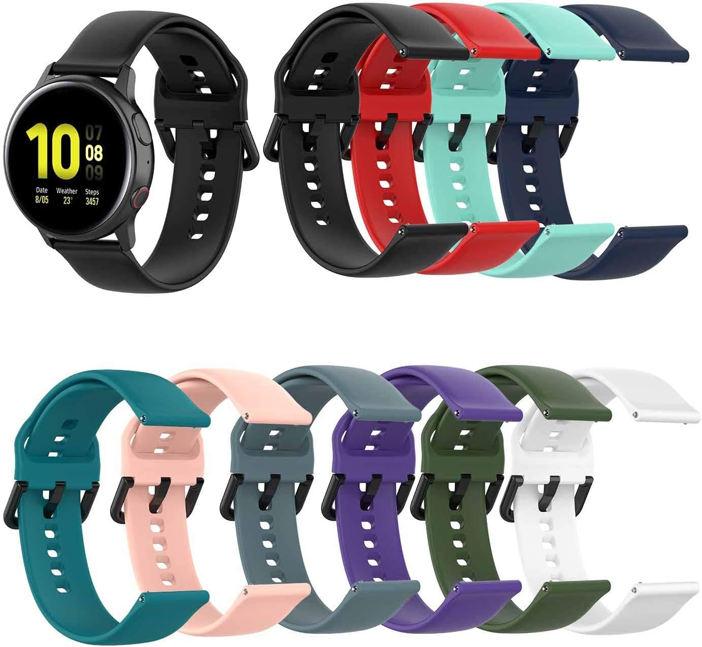 Compatible for Active 2 Watch 44Mm 40Mm/Galaxy Watch 4 Classic 46Mm 42Mm/Watch 3 41Mm Band,20Mm Soft Silicone Replacement Strap for Galaxy Watch Band 6 5 4 40Mm 44Mm/Galaxy Watch 5 Pro 45Mm