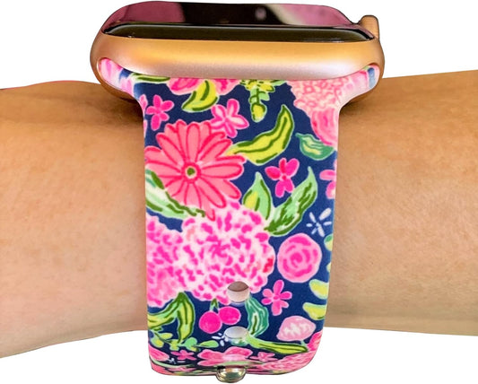 Floral Watch Band - Compatible with Iwatch Bands 45Mm 44Mm 42Mm 41Mm 40Mm 38Mm Band Replacement for Iwatch Series 9 8 7 6 5 4 3 2 1 Se