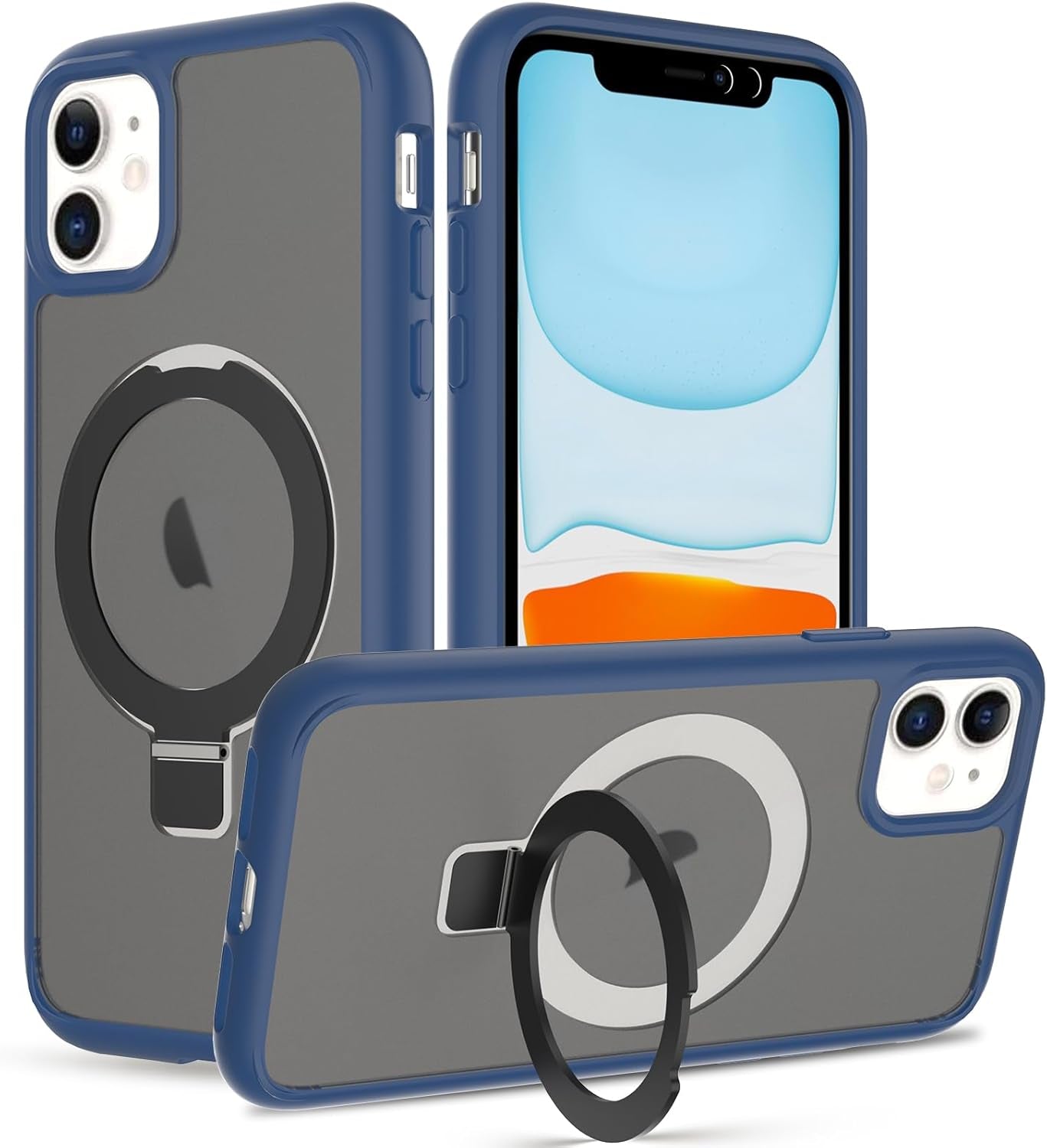 2025 New Magnetic for Iphone 16E Case,Compatible with Magsafe,Military Grade Drop Tested, Shockproof Matte Translucent Hard Back Slim Protective Case.Black Magnetic Circle.