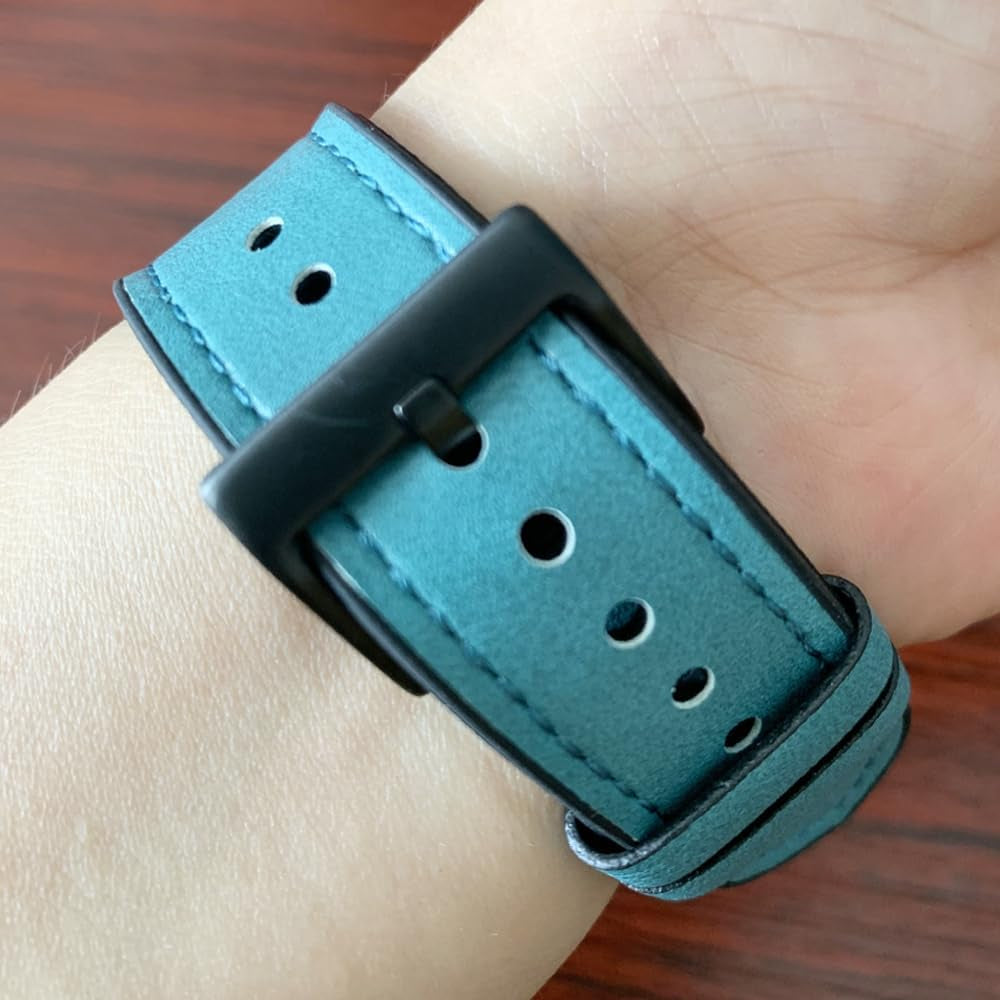Compatible with Apple Watch Band 49Mm 45Mm 44Mm 42Mm 41Mm 40Mm 38Mm, Genuine Leather Bands Strap for Iwatch Ultra SE SE2 Series 8 7 6 5 4 3 2 1 (Blue,38Mm/40Mm/41Mm)