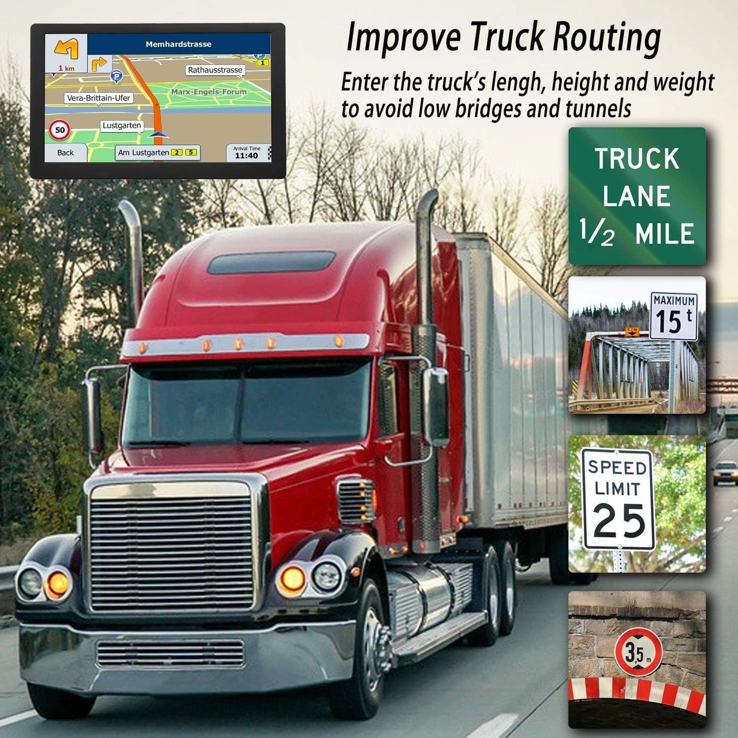 GPS Navigator for Car, Trucker Drivers Commercial 2025 Maps, 9 Inch Navigation System for Semi Truck, Lifetime Map Updates, Spoken Driver Alerts TRUCK DRIVER TRUCK DRIVER