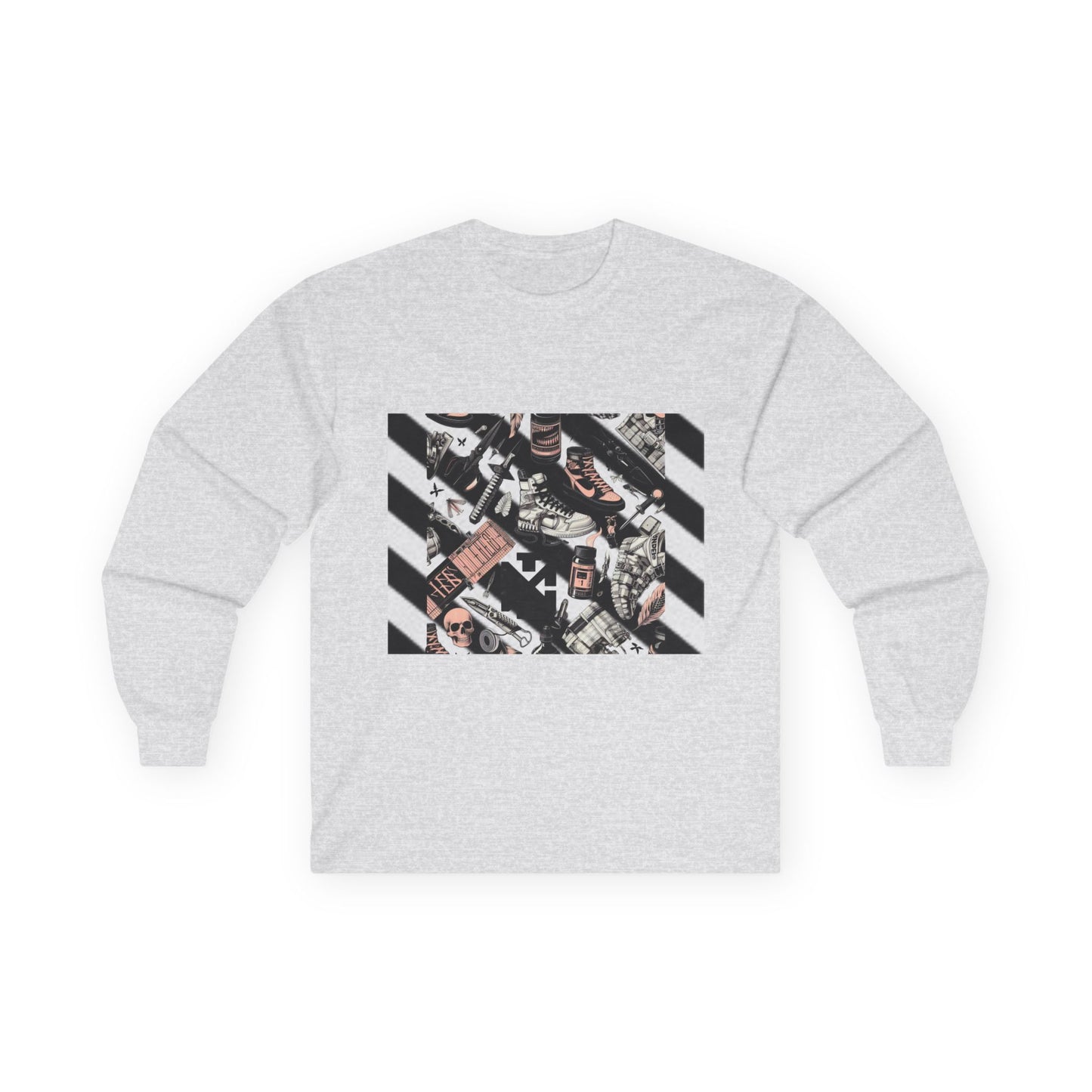 Vintage Off-White Inspired Graphic Long Sleeve Tee