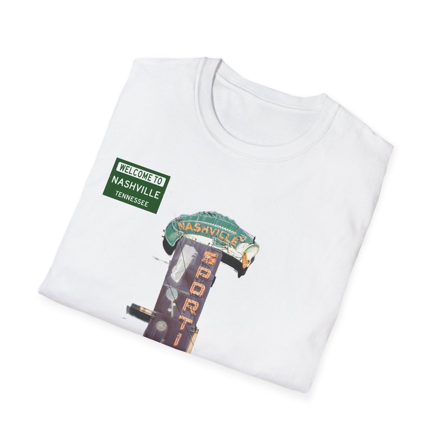 RETRO VINTAGE Nashville Sporting Goods [gone] Nashville, TN Unisex Softstyle T-Shirt