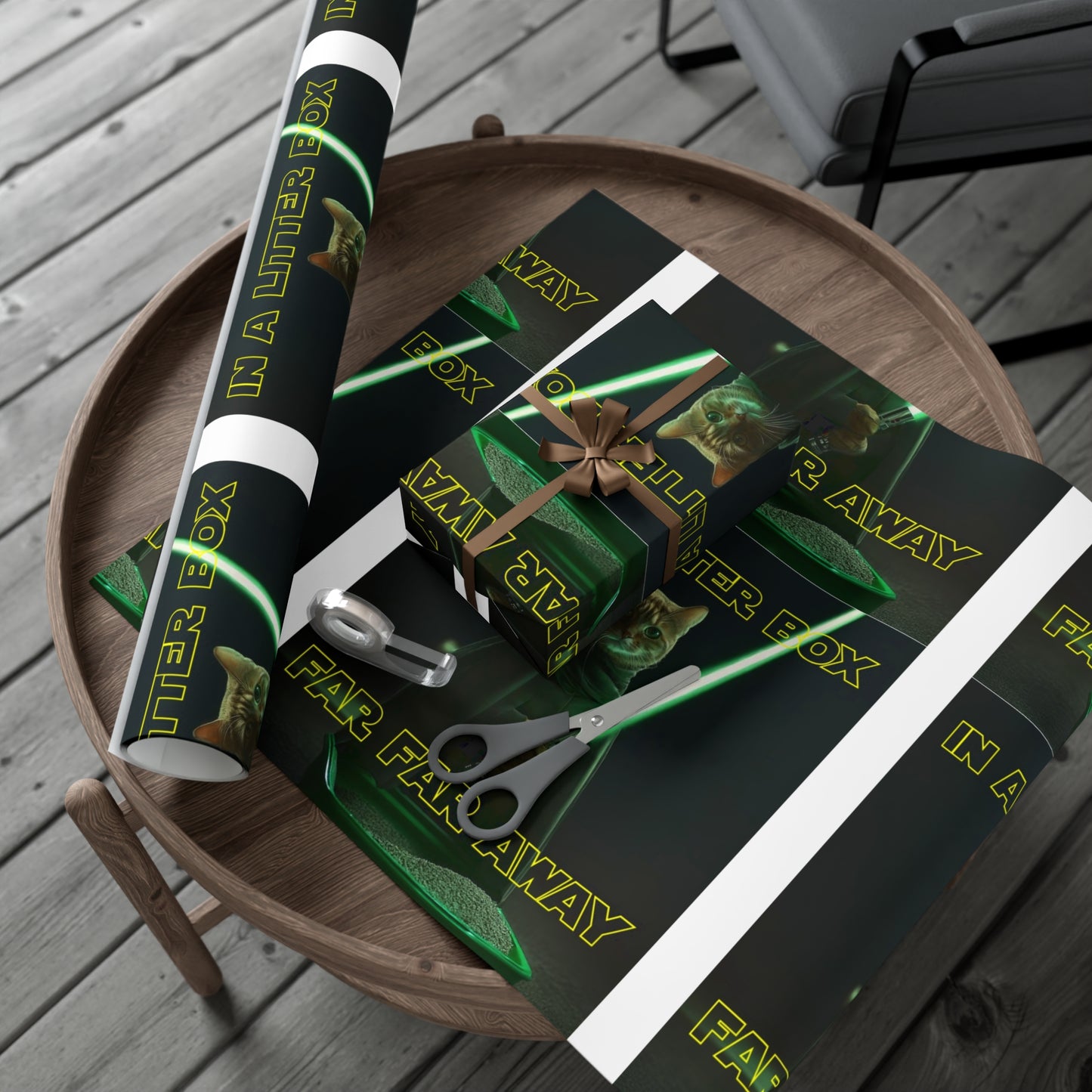 STAR WARS CAT IN A LITTER BOX FAR FAR AWAY Gift Wrap Papers
