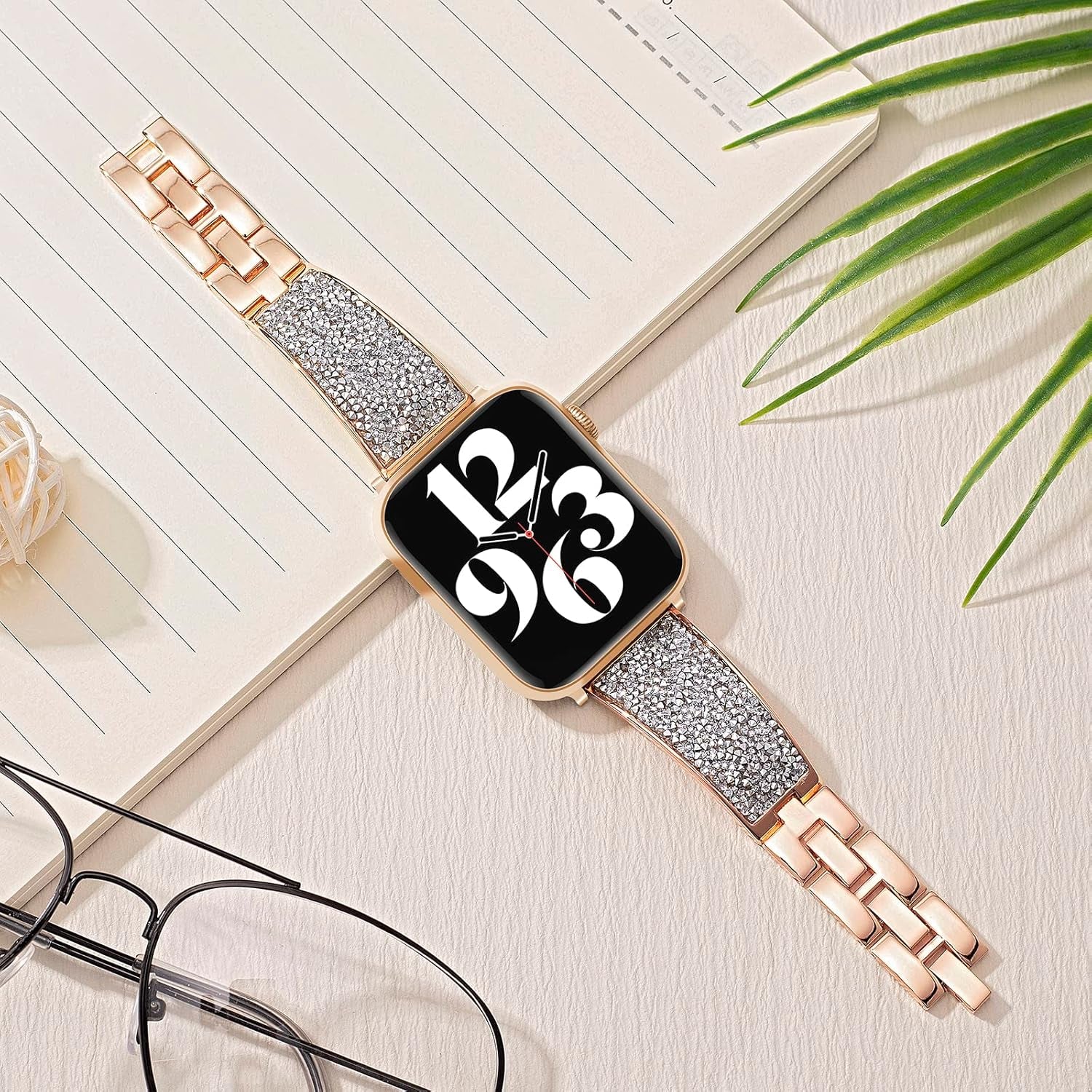 Stainless Steel Metal Band Compatible with Apple Watch Band 38Mm 40Mm 41Mm 42Mm 44Mm 45Mm Diamond Rhinestone Women Bling Bracelet for Iwatch Series 8/7/6/5/4/3/2/1 Ultra SE