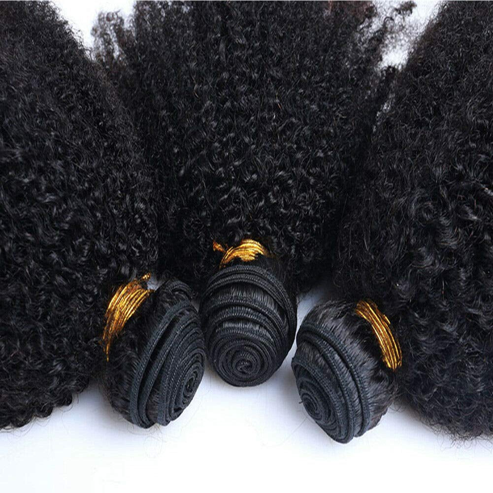 Mongolian Afro Kinky Curly Bundles Human Hair 4B 4C Afro Kinky Human Hair Bundles 8 10 12 Inch Curly Weave Bundles Unprocessed Virgin Hair Afro Curly Hair Extensions for Black Women Natural Color