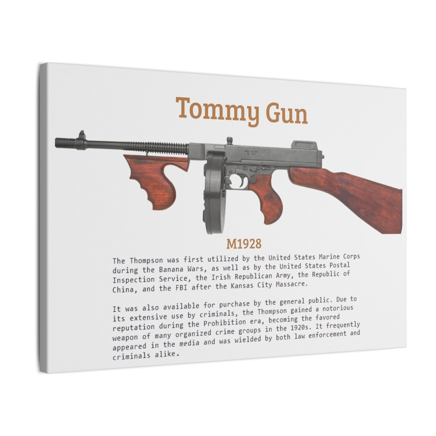 Thompson submachine gun TOMMY GUN M1928 Matte Canvas, Stretched, 0.75" (Multi-Size)
