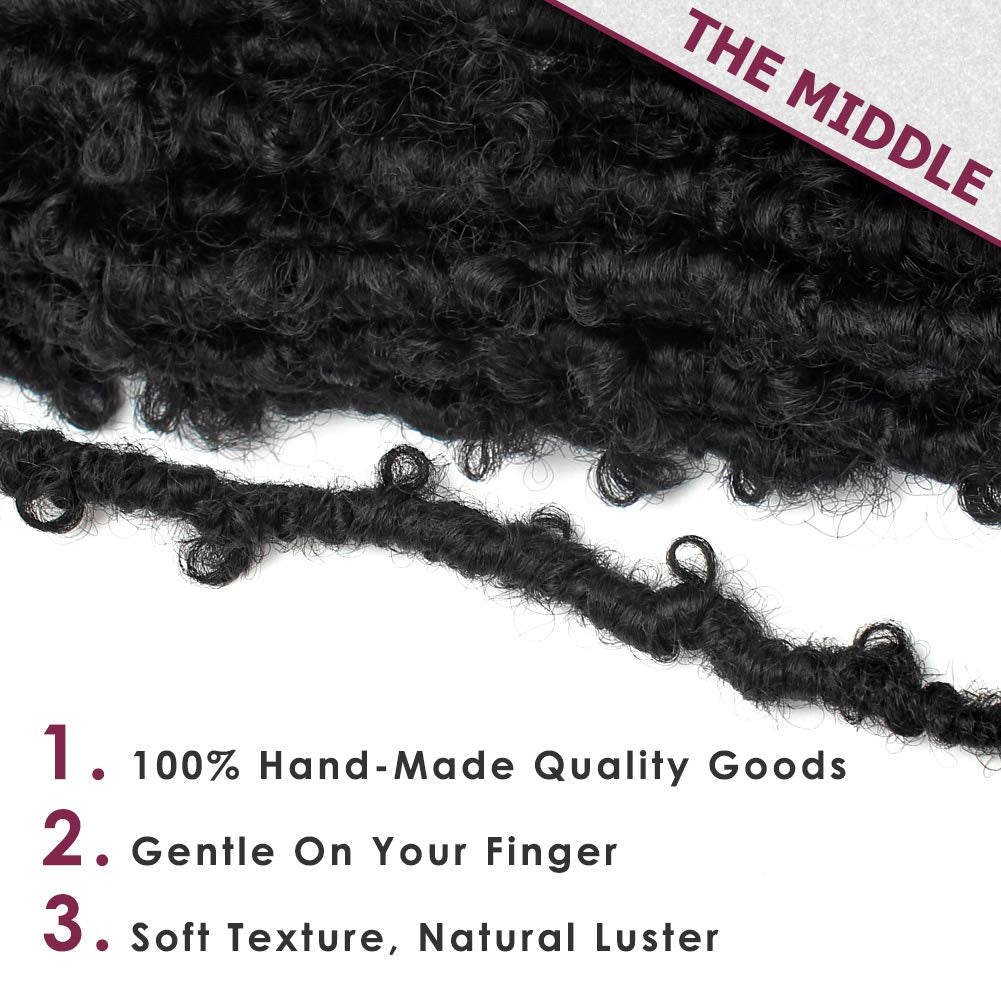 6 Packs Butterfly Locs Crochet Hair 12 Inch Pre Looped Distressed Locs Crochet Braids (1B)
