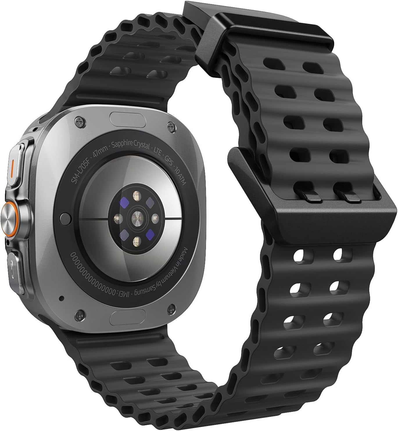 Ocean Silicone Sport Band for Samsung Galaxy Watch 7 Ultra Band 47Mm, Breathable Soft Waterproof Watch Band for Galaxy Watch Ultra Bands,Black