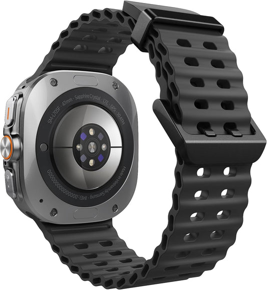 Ocean Silicone Sport Band for Samsung Galaxy Watch 7 Ultra Band 47Mm, Breathable Soft Waterproof Watch Band for Galaxy Watch Ultra Bands,Black