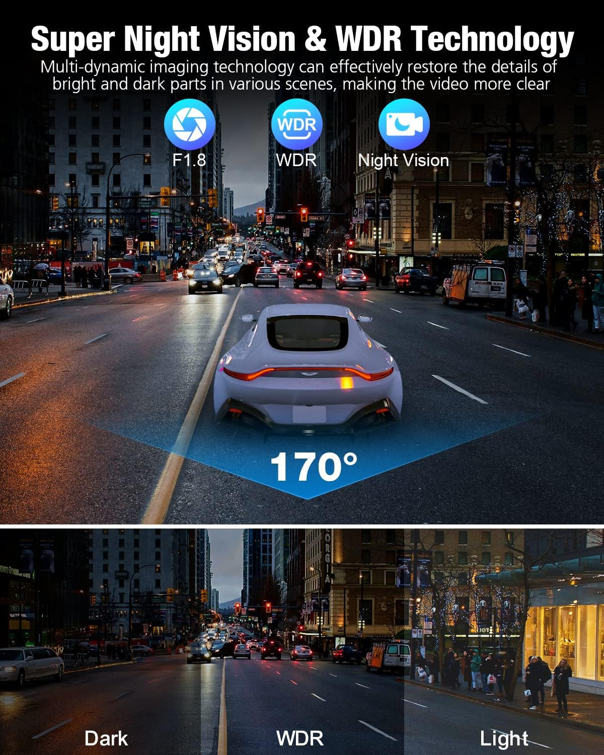 Dash Cam Front and Rear 4K/2K/1080P+1080P 5G Wifi GPS, Dash Camera for Cars with 64G SD Card, Dual Dash Cam with WDR Night Vision, 24H Parking Mode,170°Wide, G-Sensor, Loop Recording, APP