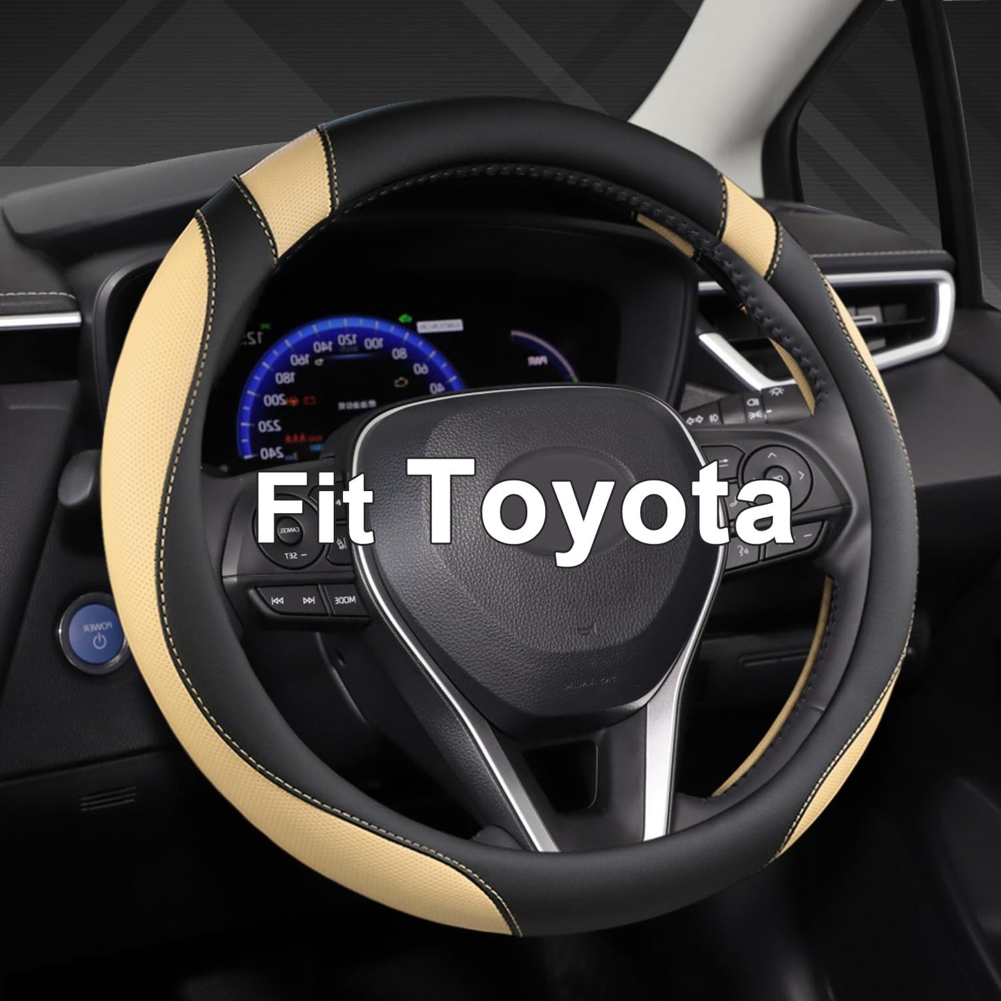Customized Auto Car Steering Wheel Cover for Toyota (Black)