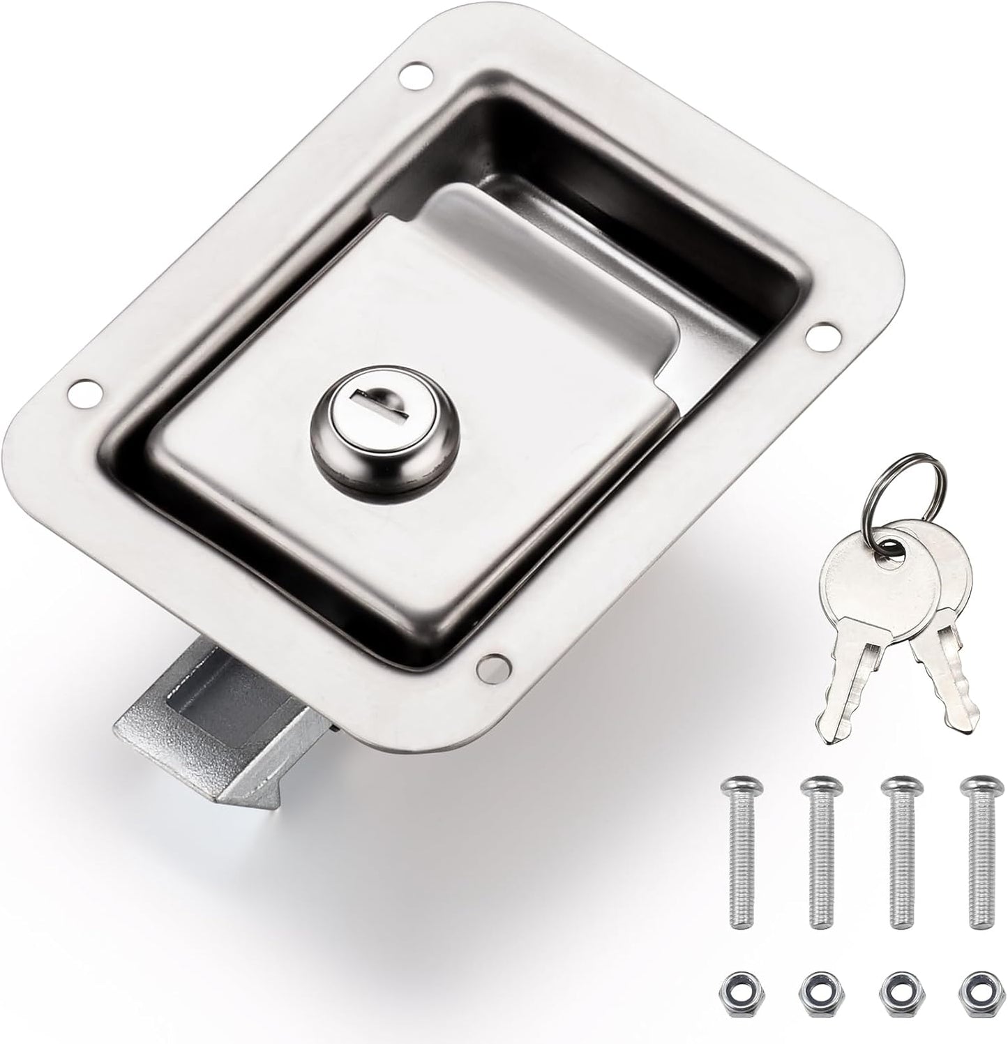 Stainless Steel Truck Tool Box Lock, Paddle Latch Replacement Lock for Truck Box, Toolbox Handle Trailer Door Latch RV Camper Electrical Cabinet, 5.85" L X 4.25" W with Key TRUCK DRIVER