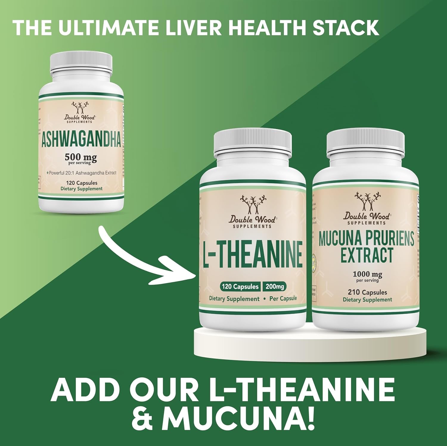 Ashwagandha Capsules, 120 Count (500Mg Extract 20:1 Potency) Adaptogen Stress Relief by Double Wood TLBH