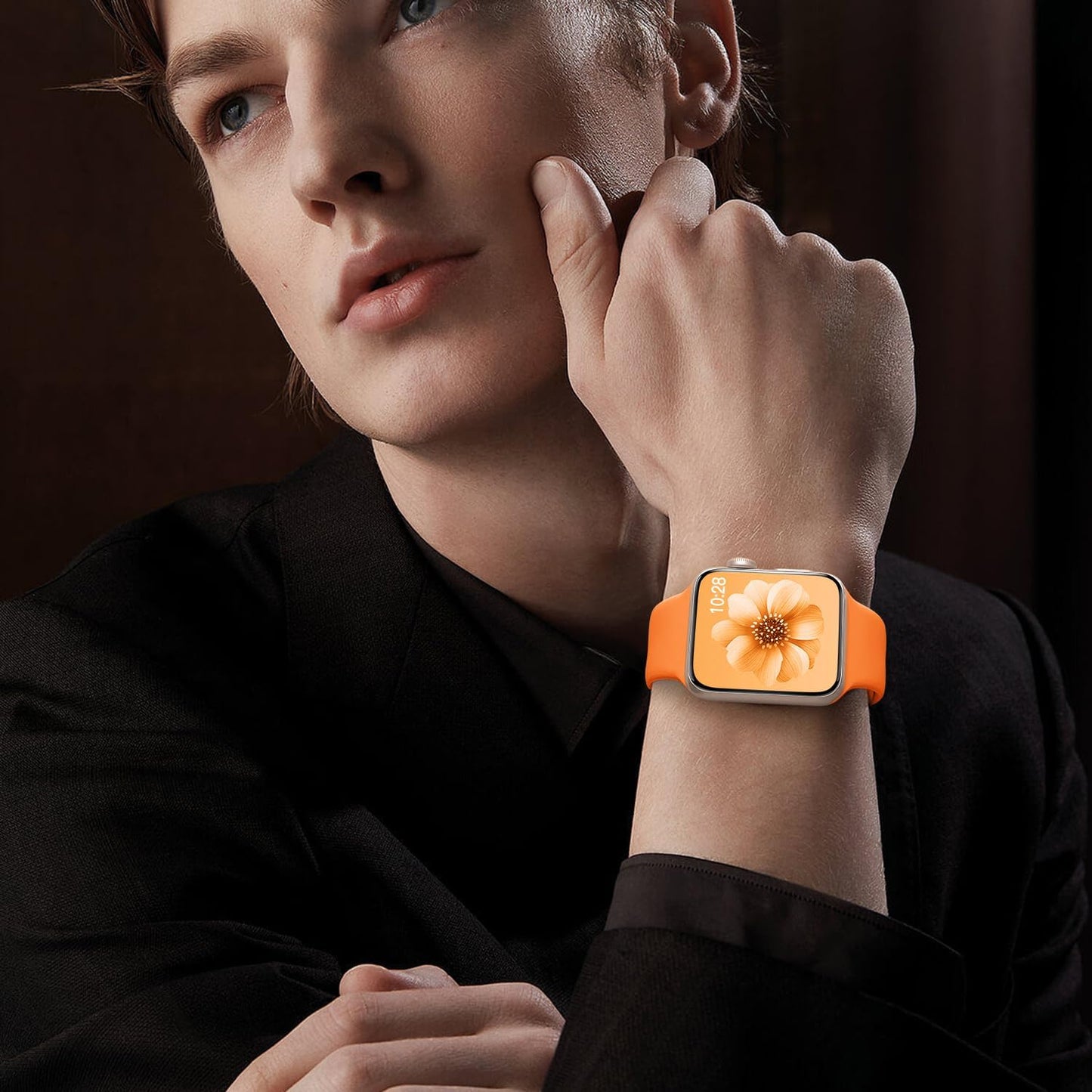 Sport Band Compatible with Apple Watch Bands 40Mm 44Mm 41Mm 38Mm 45Mm 42Mm 49Mm for Men Women, Marigold Soft Silicone Strap Waterproof Replacement for Iwatch Series 9 SE 8 7 6 5 4 3 2 1 Ultra/Ultra 2