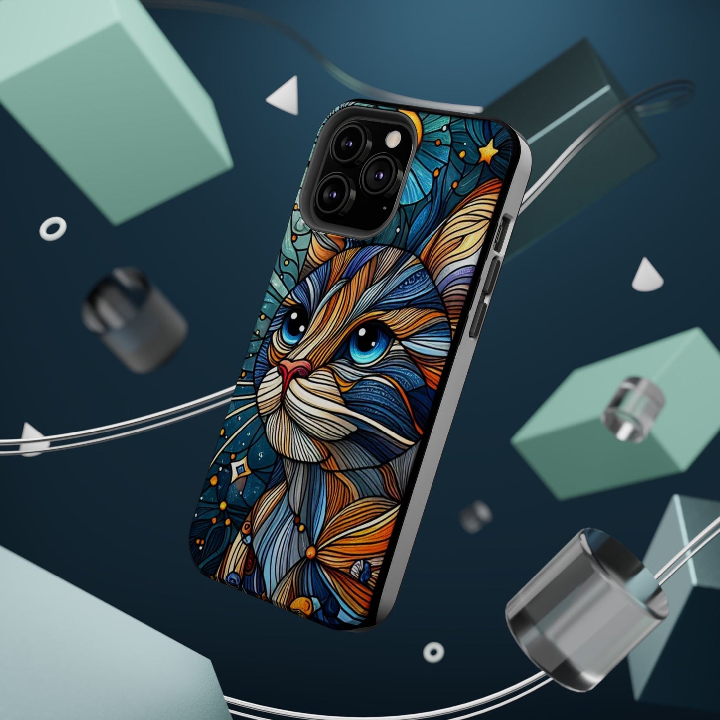 Cat-Stained Glass Magnetic Tough Cases