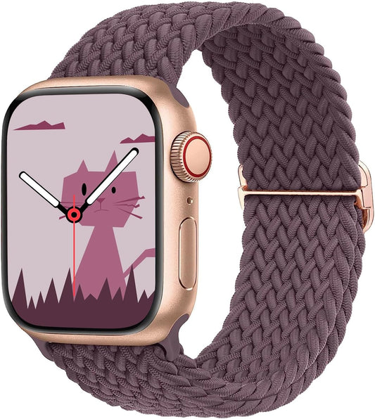 Stretchy Braided Solo Loop Compatible with Apple Watch Band 38Mm 40Mm 41Mm 42Mm 44Mm 45Mm 49Mm for Women Men, Adjustable Straps Elastic Sport Wristbands for Iwatch Series 10 9 8 7 6 5 4 3 2 1 Ultra SE