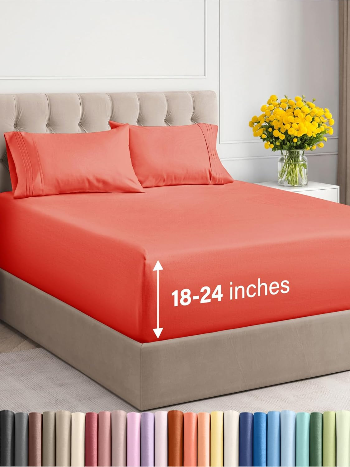 Extra Deep King Sheet Set - 6 Piece Breathable & Cooling Sheets - Hotel Luxury Bedding Set 18-24 Inch Extra Deep Pockets - Easy & Secure Fit - Super Soft, Wrinkle Free & Comfy - Navy Blue, King Size