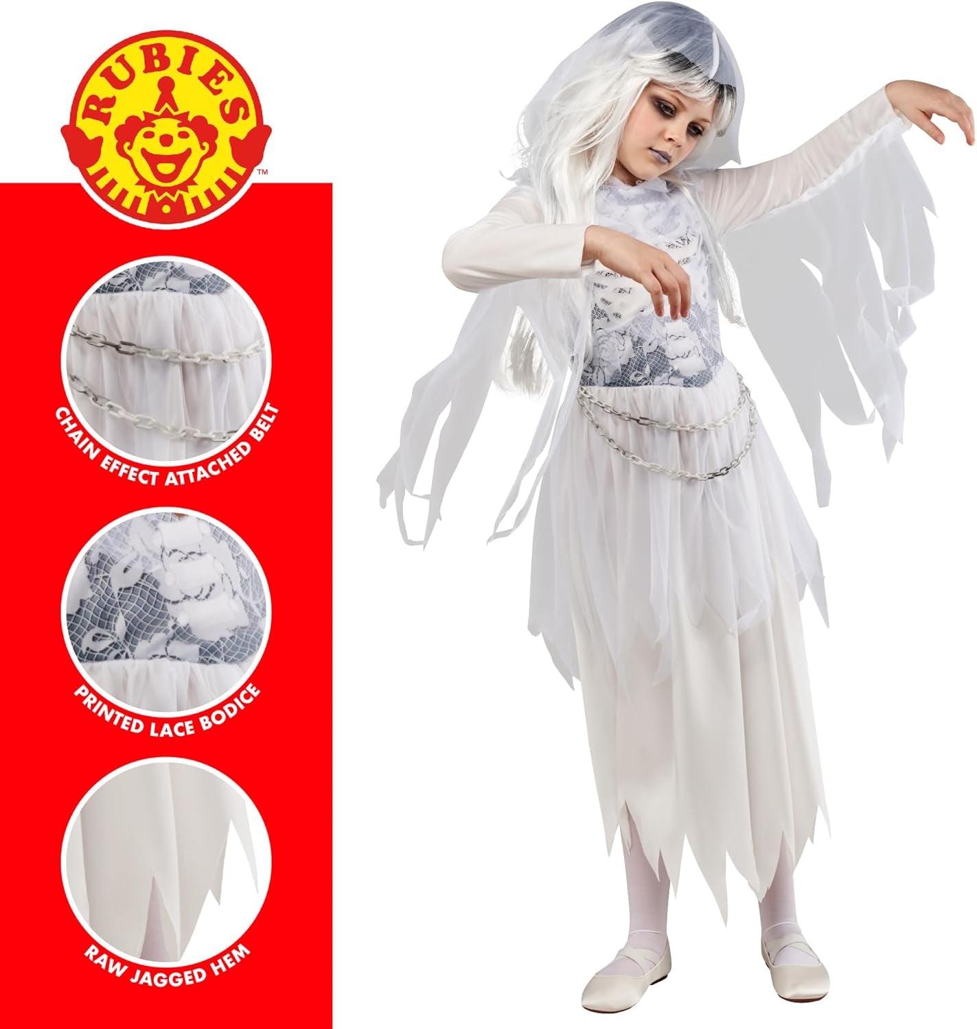 Child Forum Ghostly Girl Costume Dress with Hoodcostume Dress with Hood