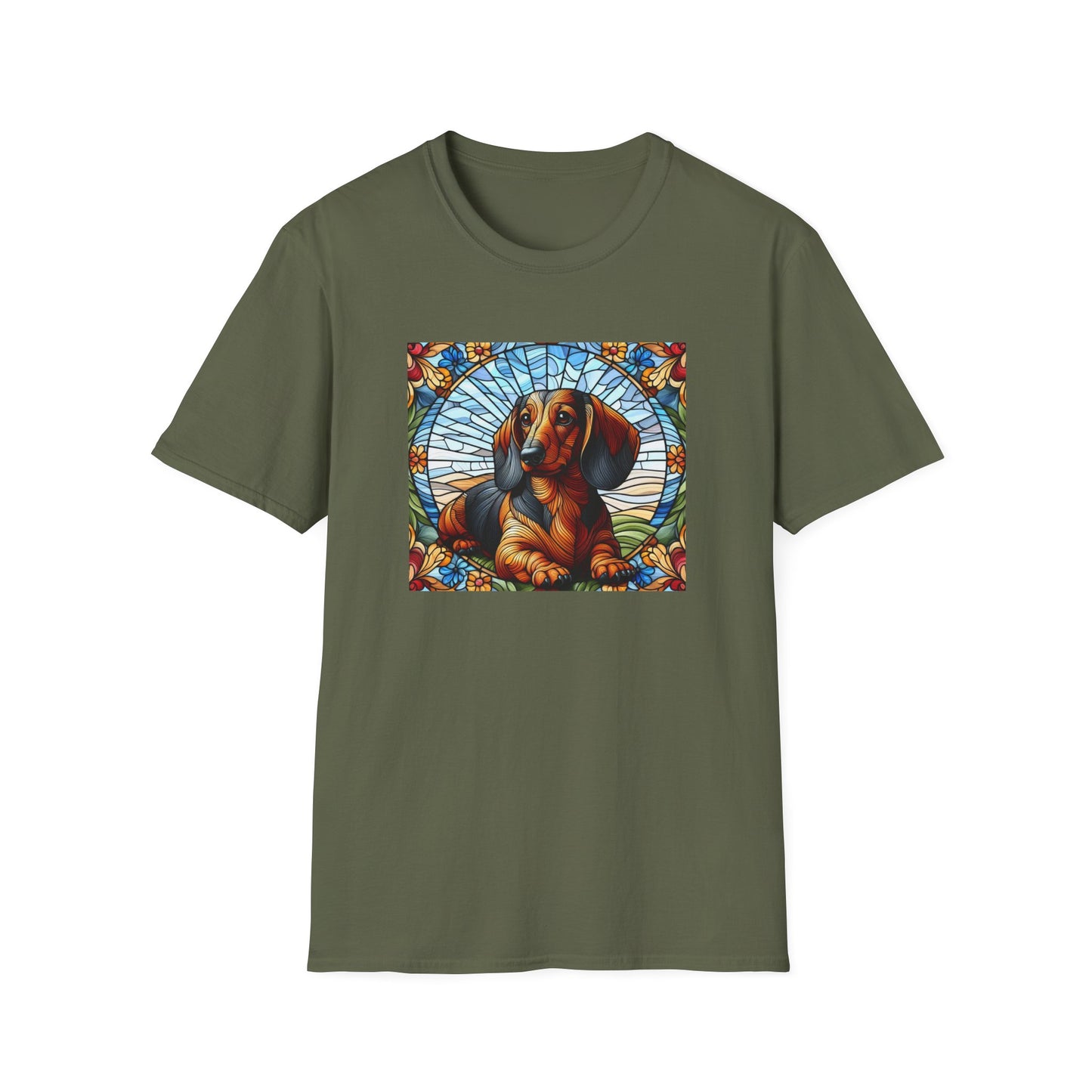 Dachshund Stained Glass Unisex Softstyle T-Shirt