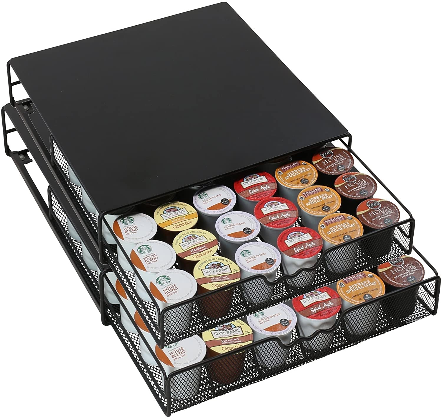 Decobrothers K-Cup Holder Drawer for 36 Coffee Pods Storage, Black