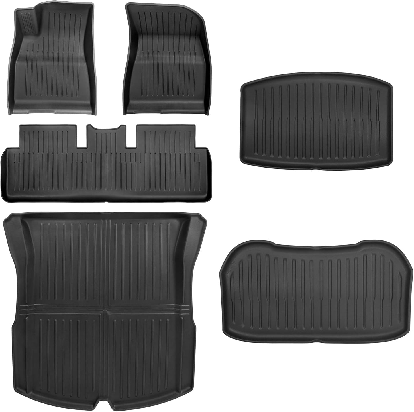 Floor Mats Fit for 2025 2024 Tesla Model 3 Highland, TPE All Weather Cargo Liner Floor Mats and Cargo Trunk Mats Accessories Front Rear Cargo Mat Full Set