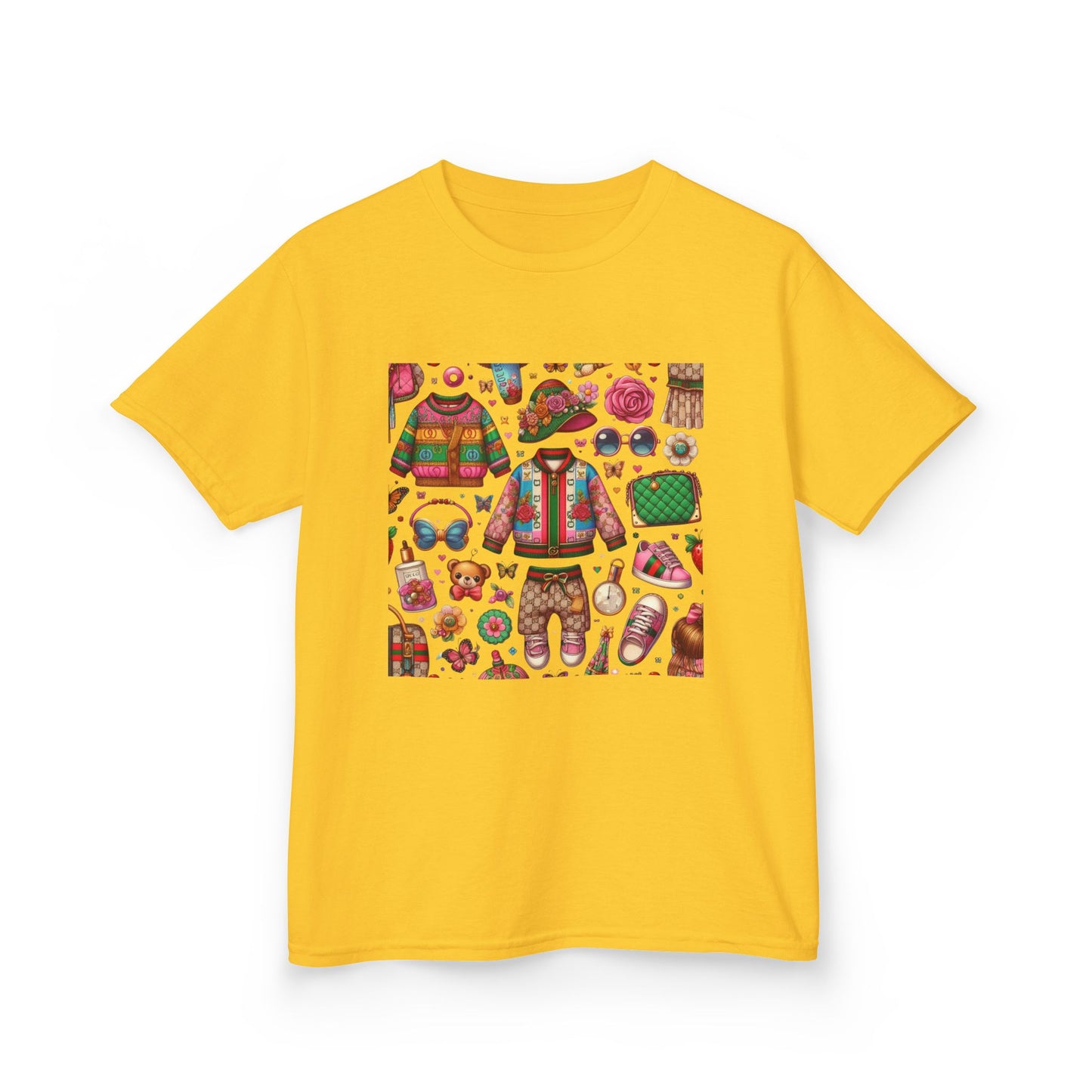 Whimsical Gucci-Inspired Kids' Tee with Fun Patterns for Playful Days