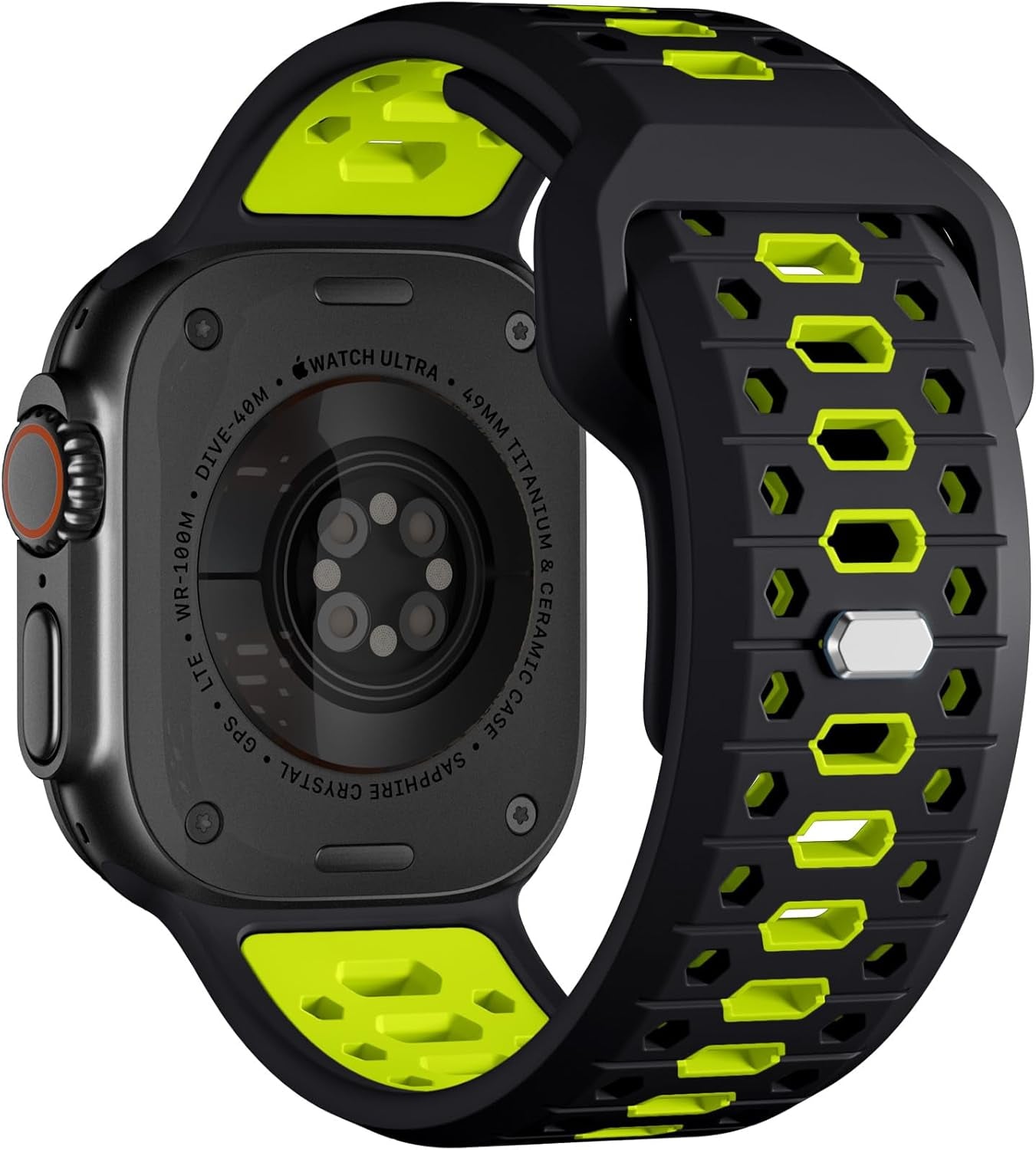 26MM Sport Band Compatible with Apple Watch Ultra 2 & Ultra Band 49Mm 46Mm 45Mm 44Mm 42Mm Men, Honeycomb Breathable Silicone Waterproof Strap for Iwatch Apple Watch Series 10 9 8 7 6 5 4 3 SE