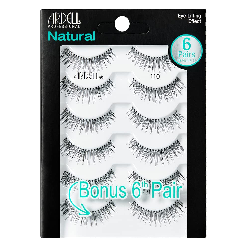 False Eyelashes, Natural 110, 5 Pair + Bonus Pair Multipack for Eye-Lifting Effect