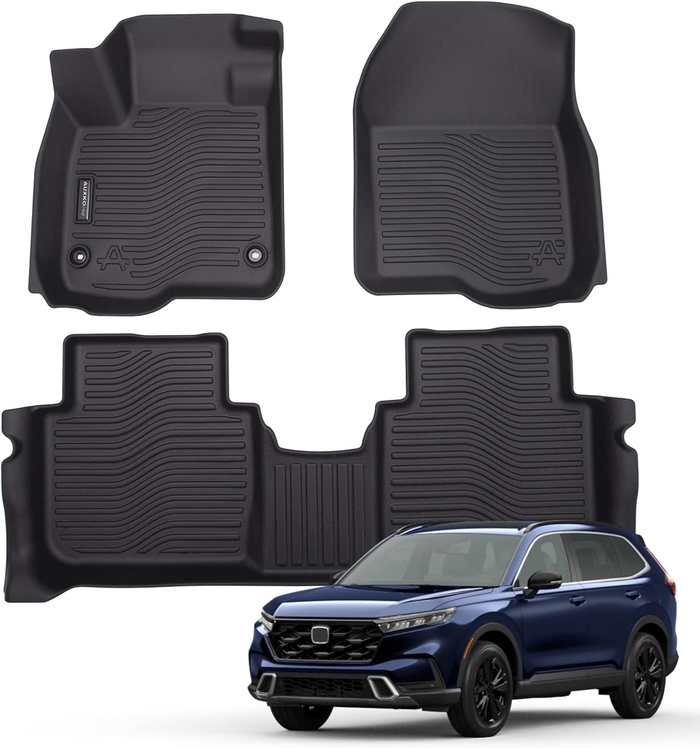 All Weather Floor Mats Fits for Honda CR-V 2023 2024 2025 (Include Hybrid) TPE Rubber Liners Accessory for Honda CRV 2023 2024 2025 Odorless Anti-Slip Mats Black