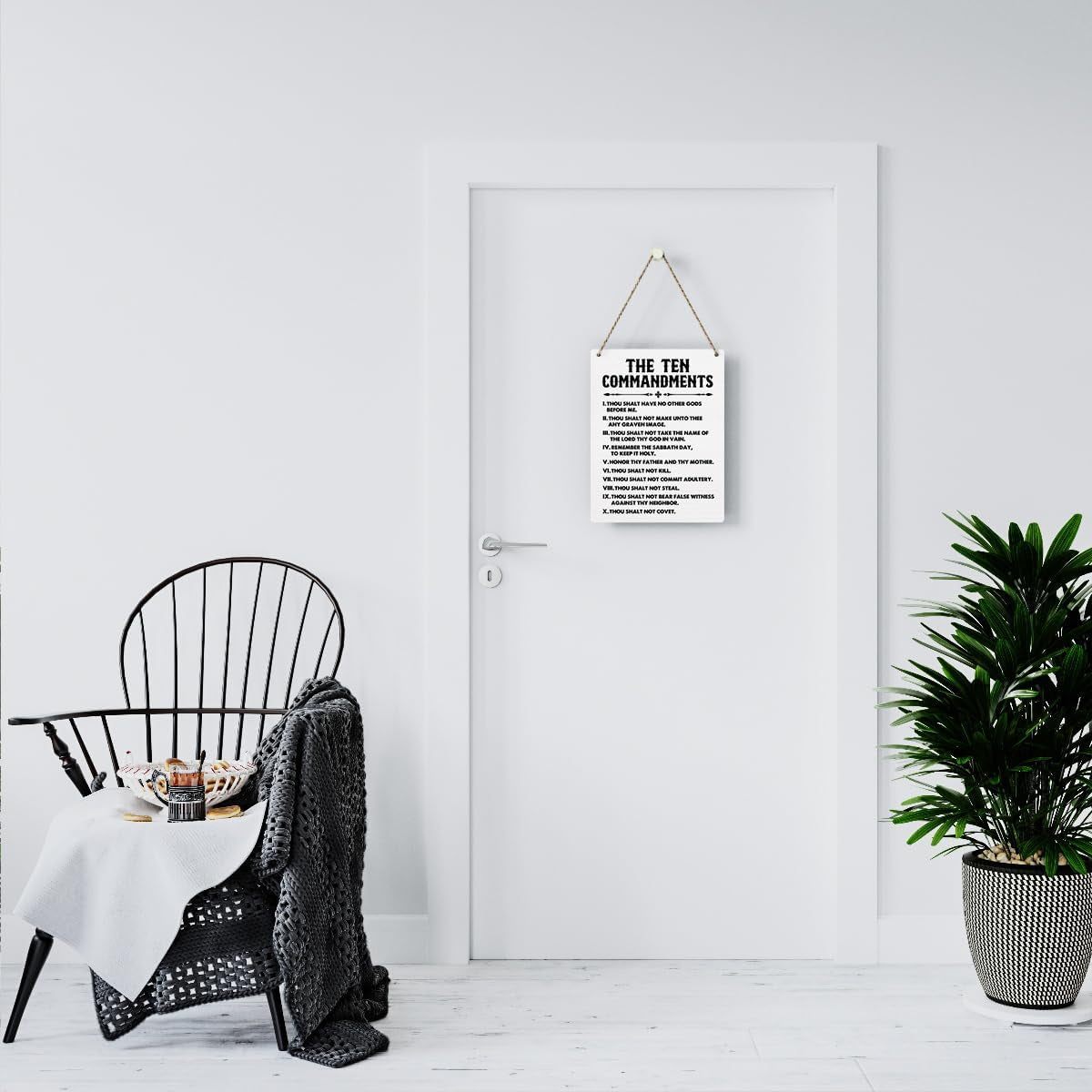 Inspirational Signs Gift 10 Commandments Wall Art Christian Bible Verse Wall Art Religious Home Wall Decor 8X10 Inches Scripture Wooden Hanging Sign for Living Room Bedroom Office