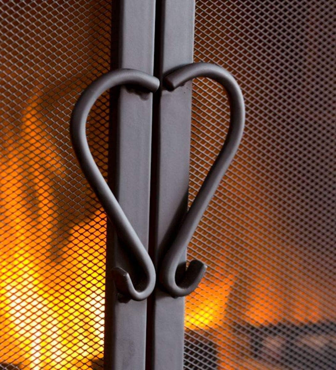 Metal Fireplace Screen Scrollwork Black | 38" W X 31½"H | 2 Door | Spark Guard Grate | Fire Place Cover | Wood Burning Stove Accessories